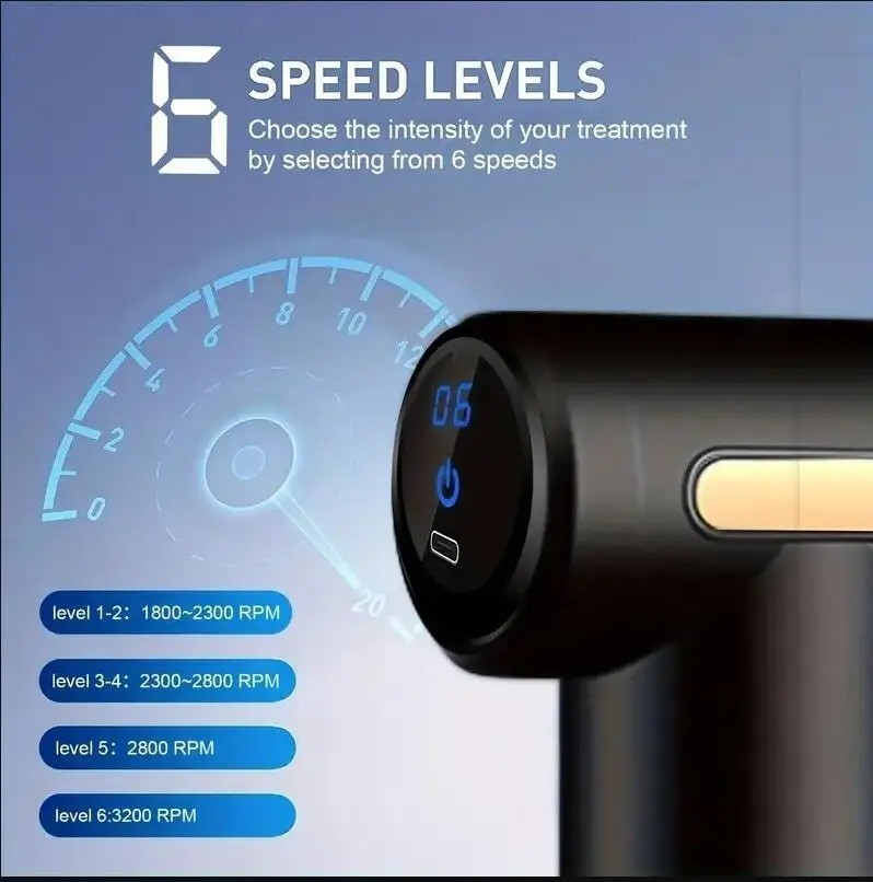 6 Speed Massage Gun Percussion Massager Deep Tissue Muscle Vibrating Relax