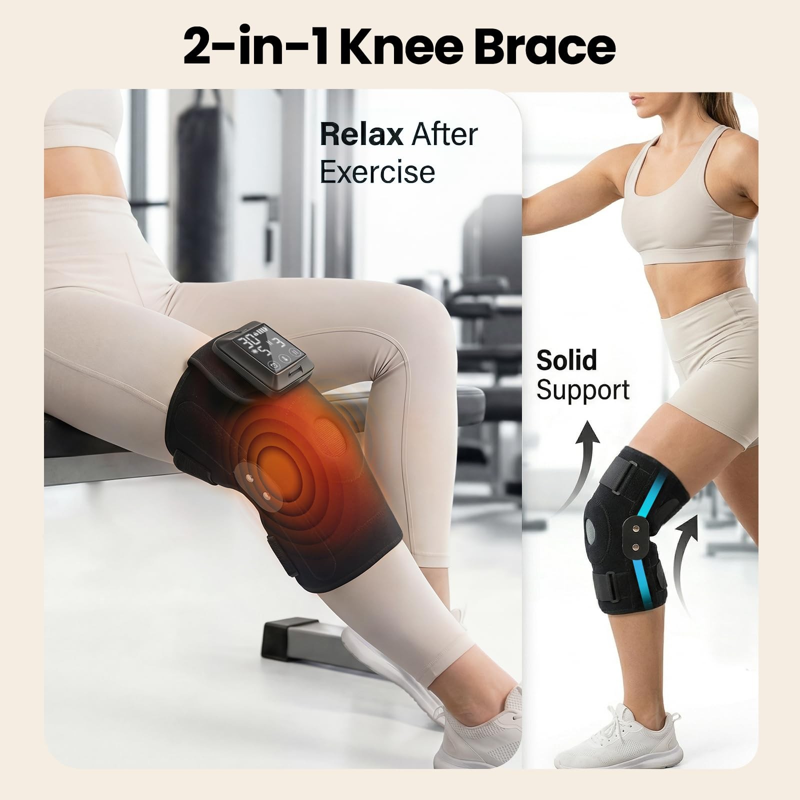 Heated Knee Brace, 5000mAh Removable Knee Heating Pad with 6 Heat&6 Vibration…