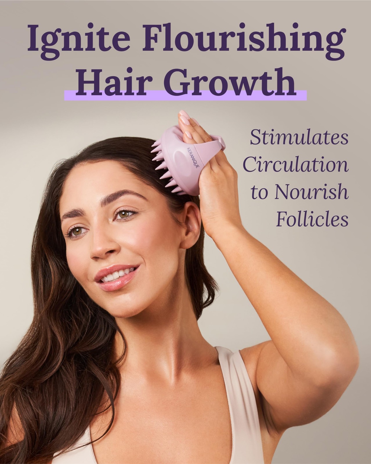 Keranique Scalp Therapy Manual Massager Hair Growth One-Time Purchase, Pink