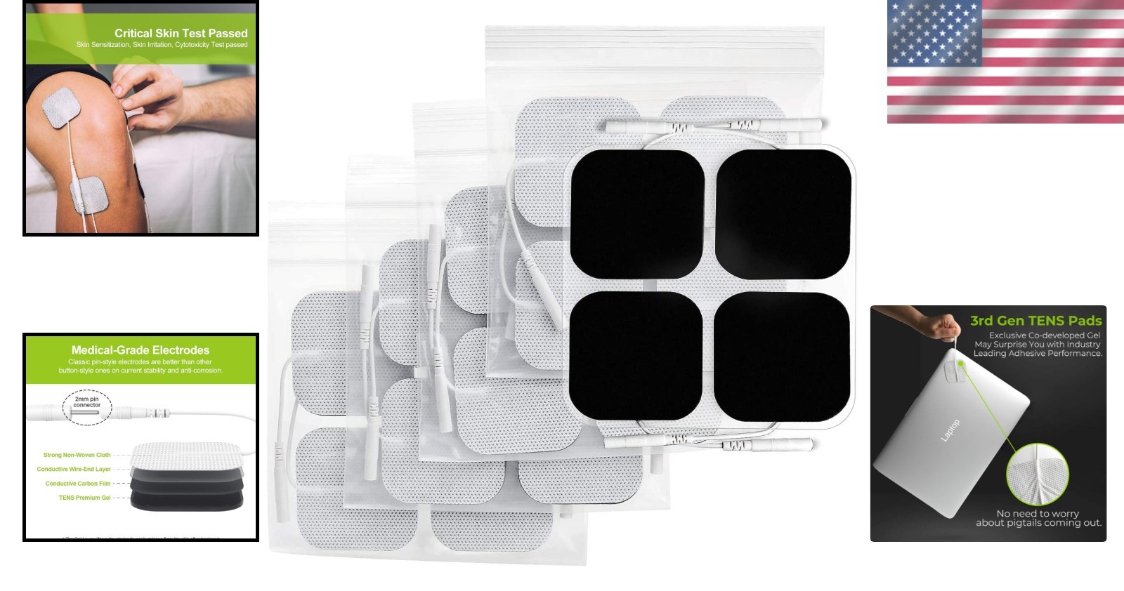 Latex-Free TENS Unit Electrode Pads – Jumbo 20-Pack for Pain Relief Therapy