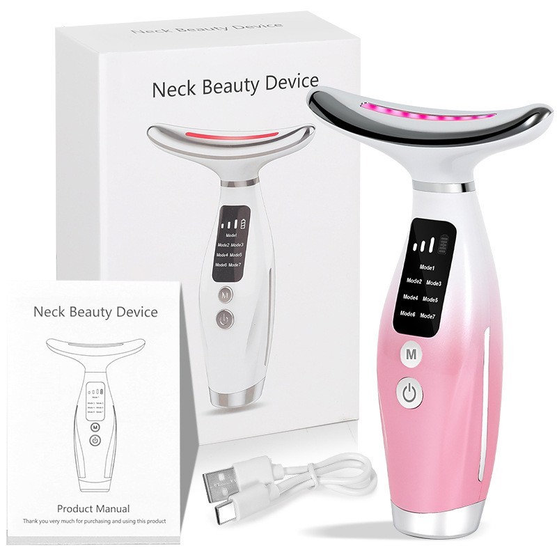 7-Color LED Facial & Neck Massager – Anti-Wrinkle & Skin Tightening Device