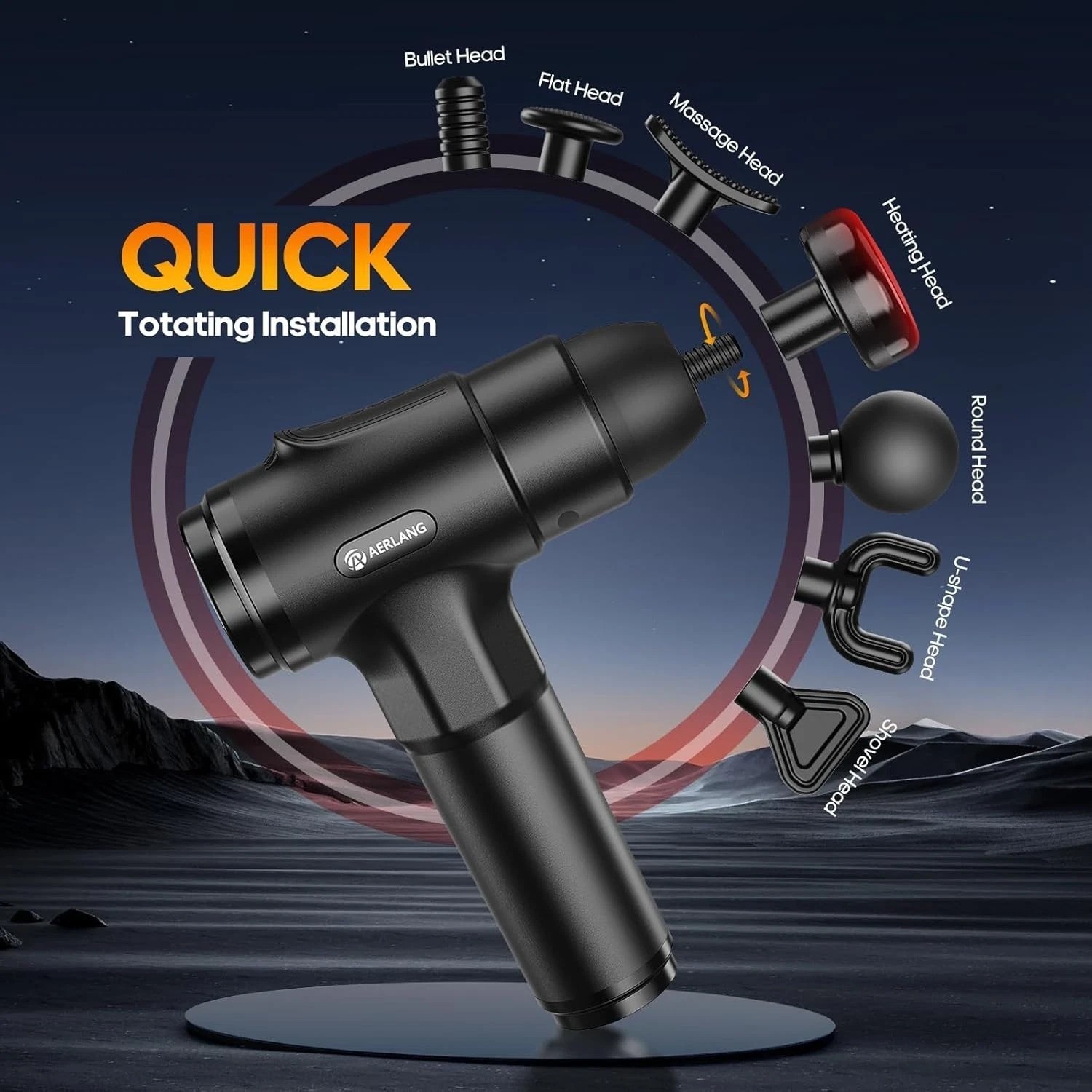 Rechargeable Deep Tissue Massage Gun with Heat for Stress Relief – 2.2 lbs