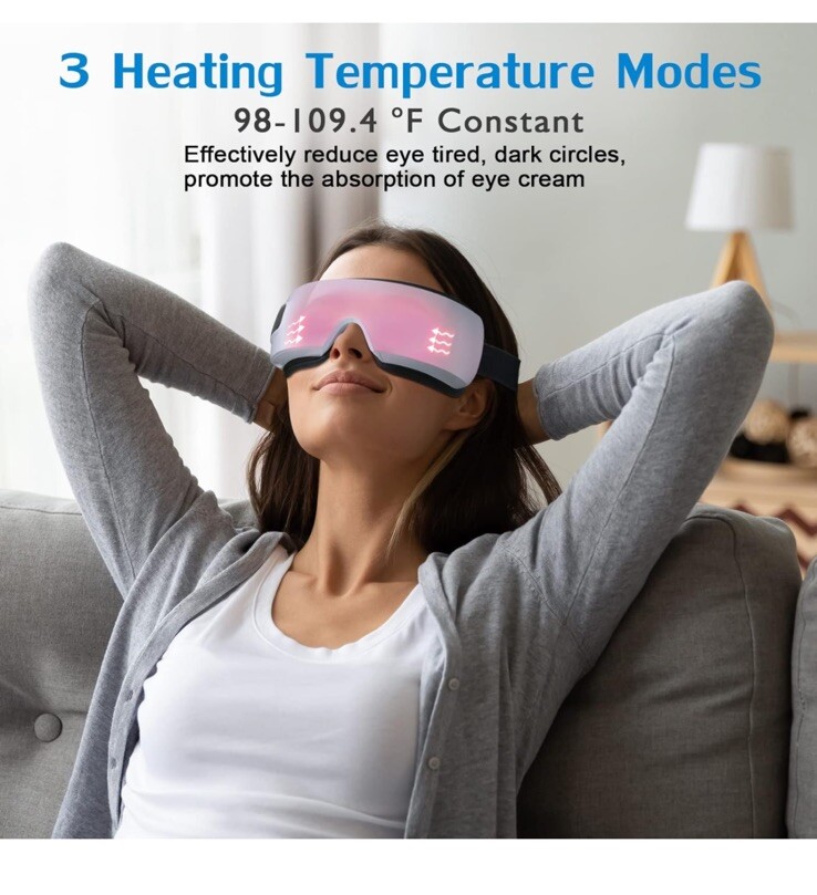 Upgraded Eye Mask Massager with Heat & Compression – FSA & HSA Approved – Red…