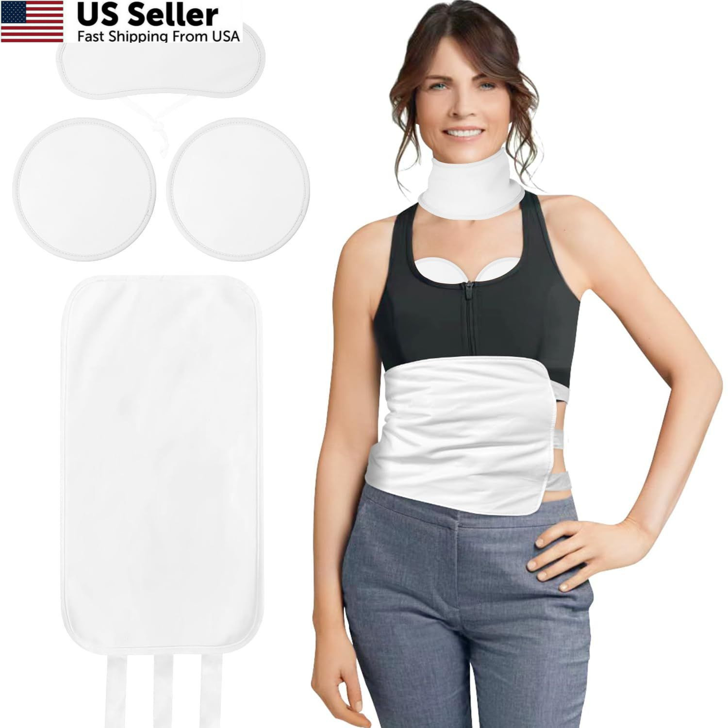 4 Pcs Castor Oil Pack Wrap Organic Cotton Reusable with 6 Adjustable Straps