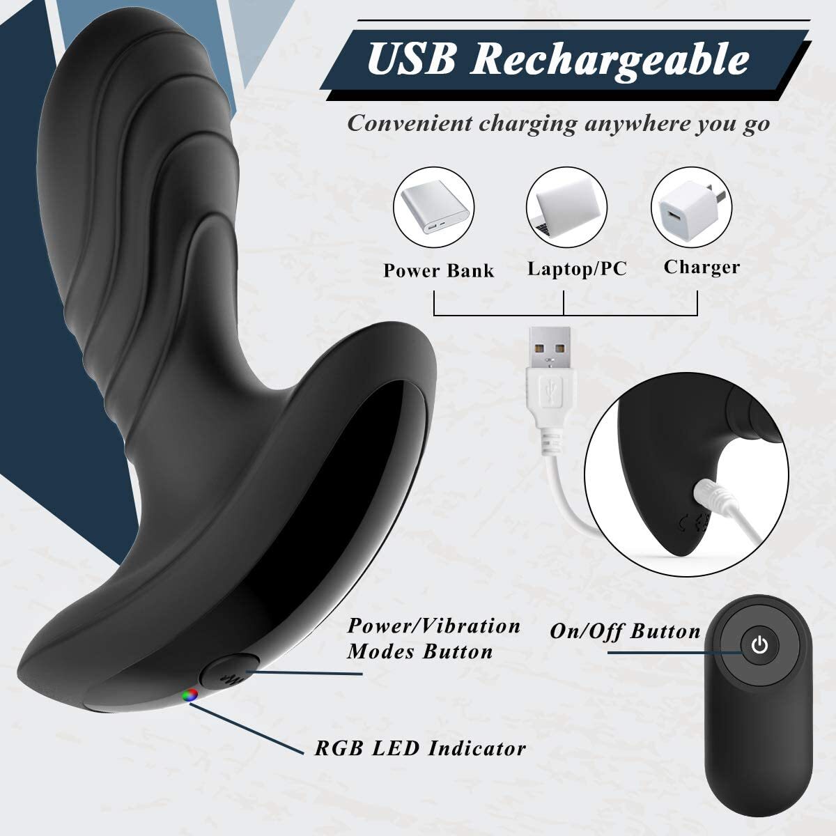 Powerful Prostate Massager Dual Motor Male Waterproof-Vibrators-USB-Rechargeable