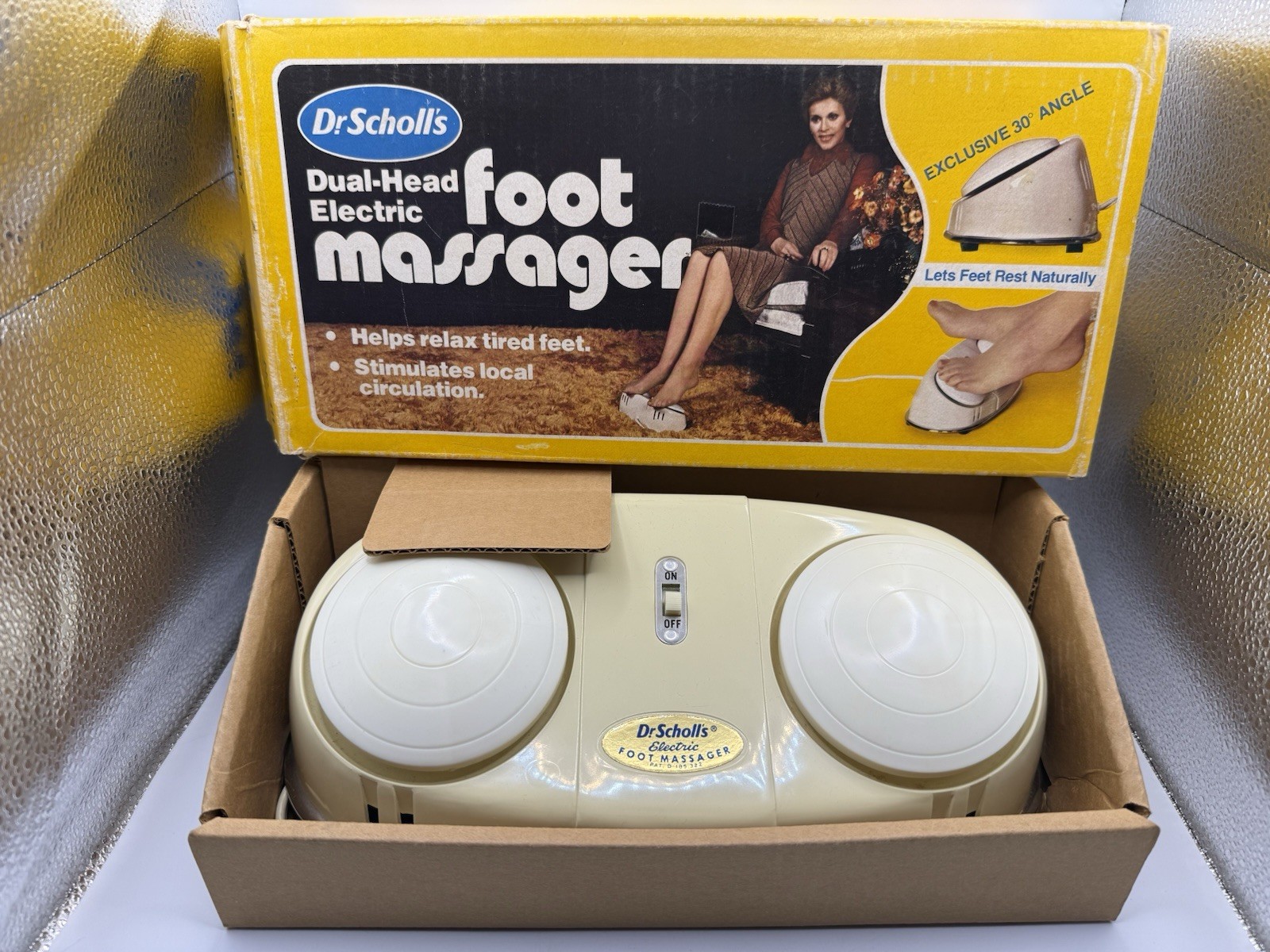 Vintage 1970s Dr Scholl’s No 411 Dual Head Electric Foot Massager Open Box