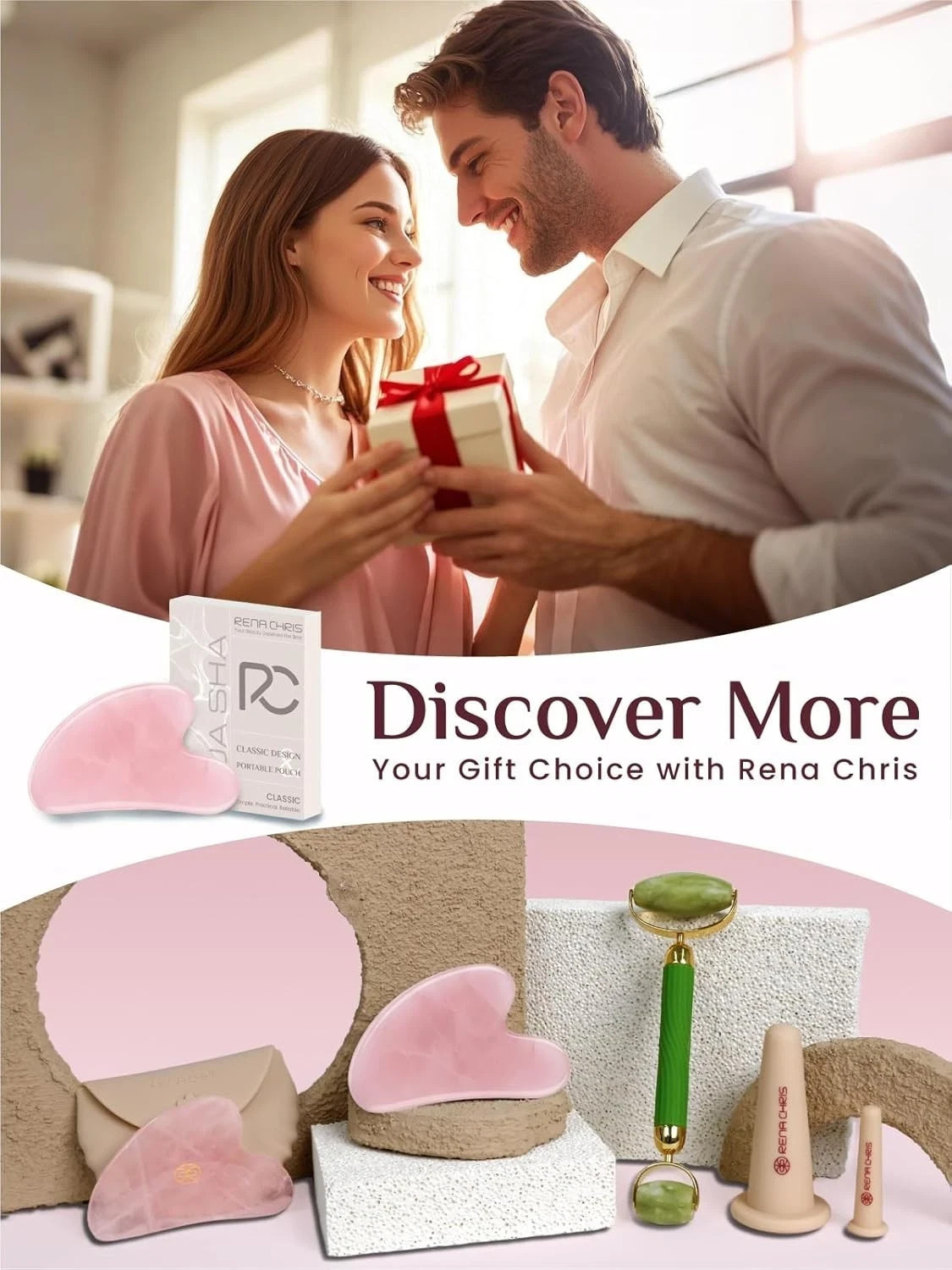 Manual Rose Quartz Gua Sha Tool – Enhance Beauty and Well-Being Effortlessly