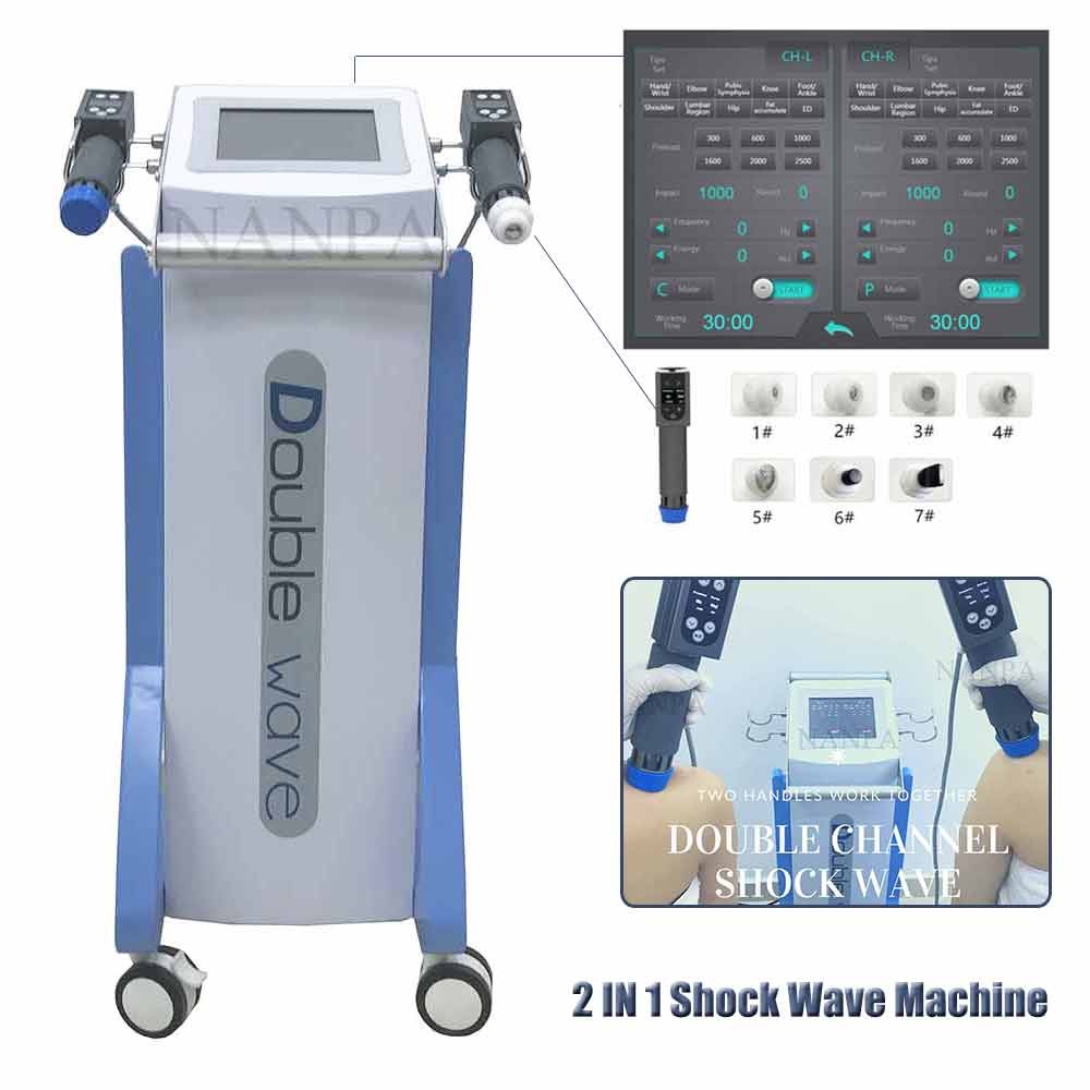 2 handles Dual Wave Shockwave Therapy Machine Pain Relief ED Treatment
