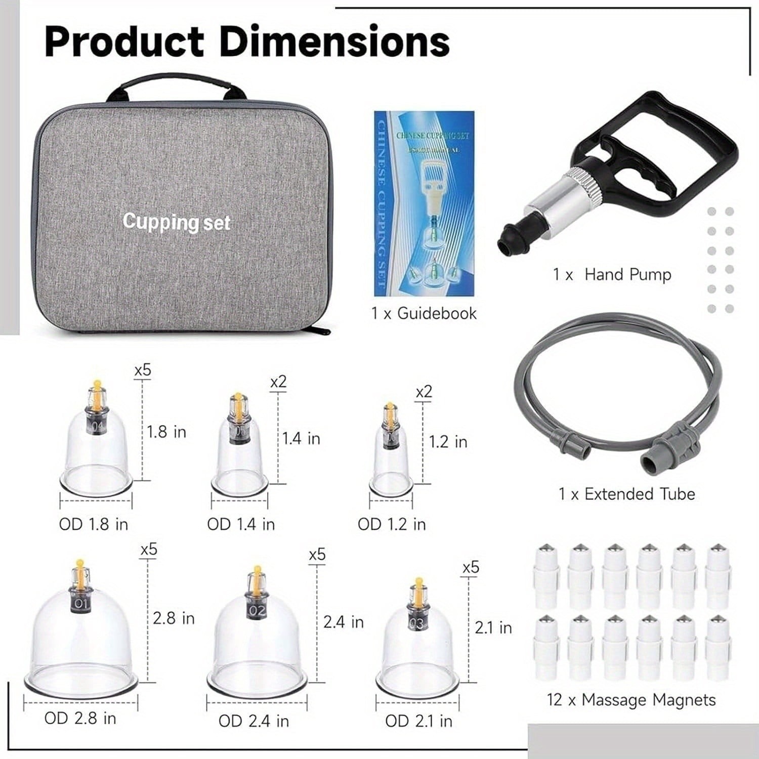 Professional Massage Cupping Kit, 12/24 Cups Electric & Manual Vacuum Cups