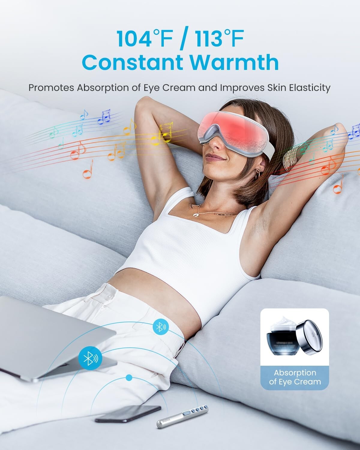 RENPHO Eyeris1 Eye Massager Migraine Massager with Heat & Remote Bluetooth Gift