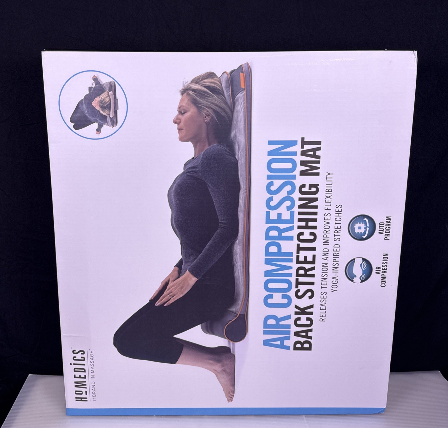 New HOMEDICS Air Compression Back Stretching Mat 41″L x 20″W Grey BM-AC105
