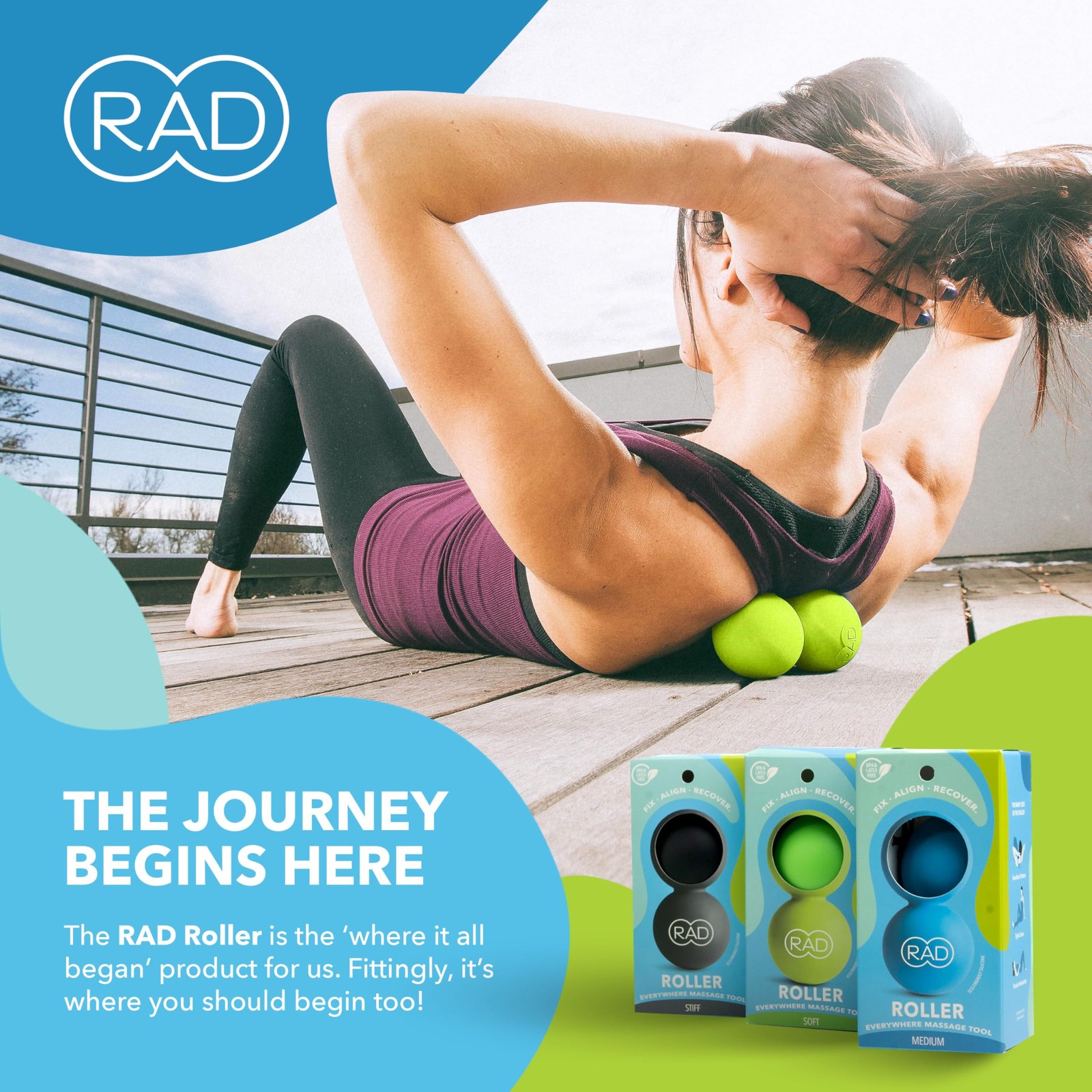 RAD Soft Peanut Massage Ball – Low Density Yoga Deep Tissue Roller Ball –