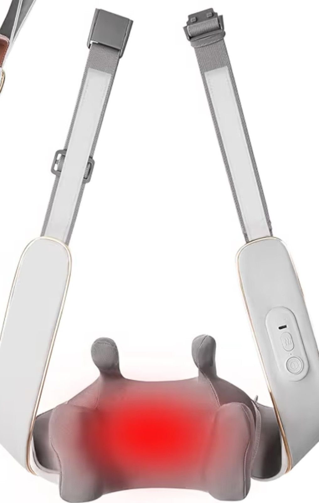 SKG Heated Handheld Kneading Massager, 4 Heads for Back Leg Calf, White/Gray