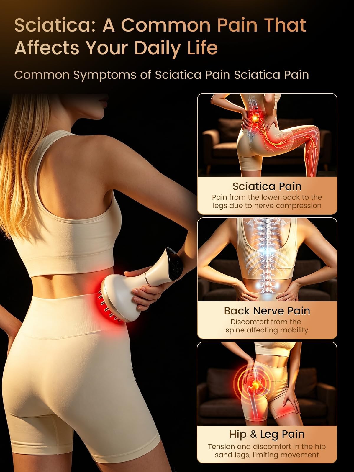 Deep Tissue Massager for Sciatica Pain Relief – Multi-Mode, Heat & Light Therapy