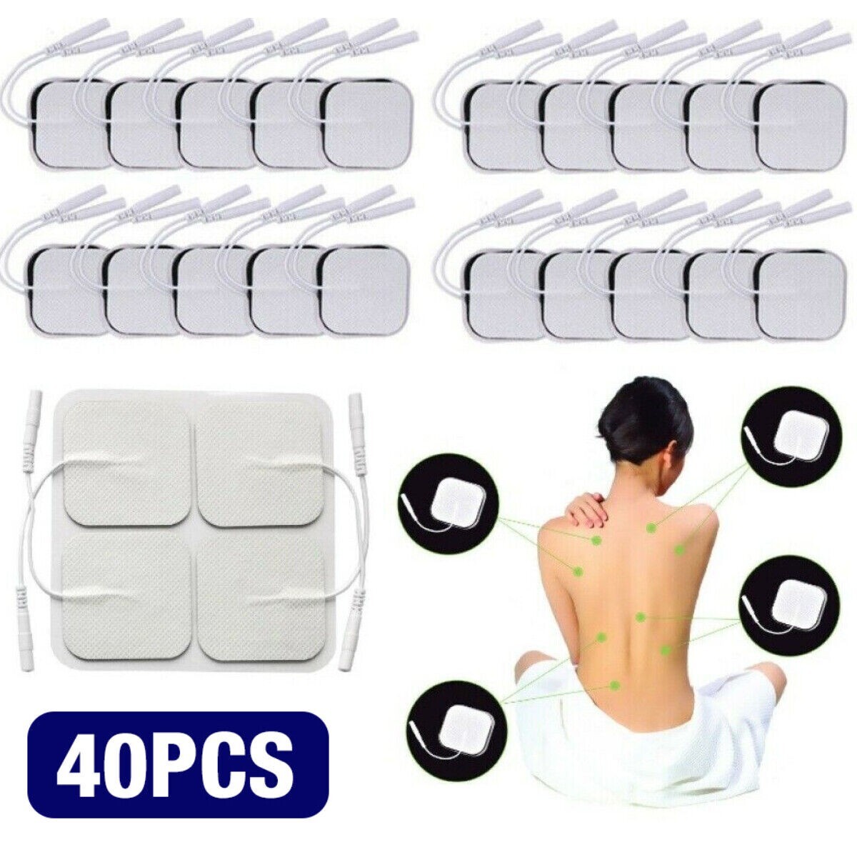 Replacement 40Pcs Electrode Pads For Massagers Units Therapy Machine 5x5cm
