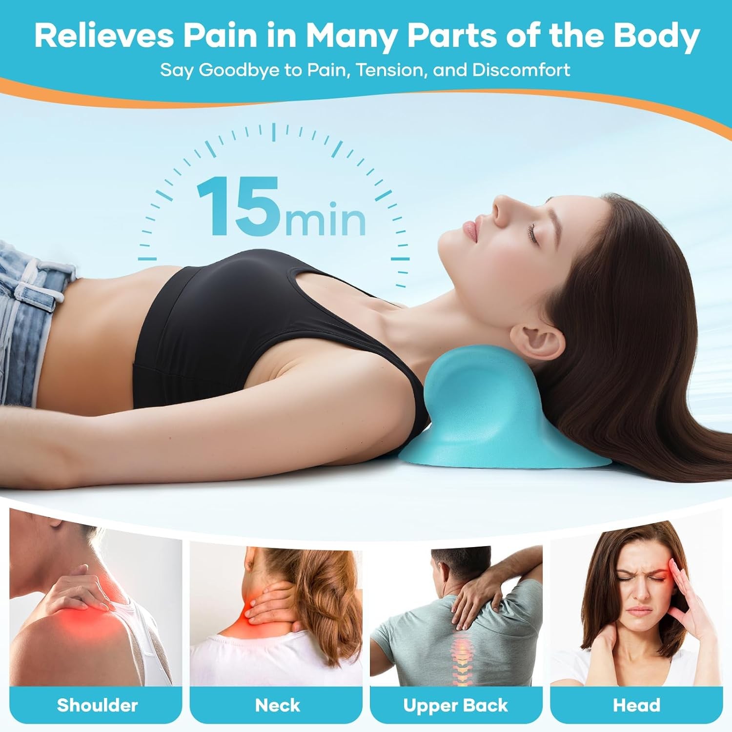 Portable Neck Shoulder Massager with Heat, 3 Speeds for Home Office Travel &Gift