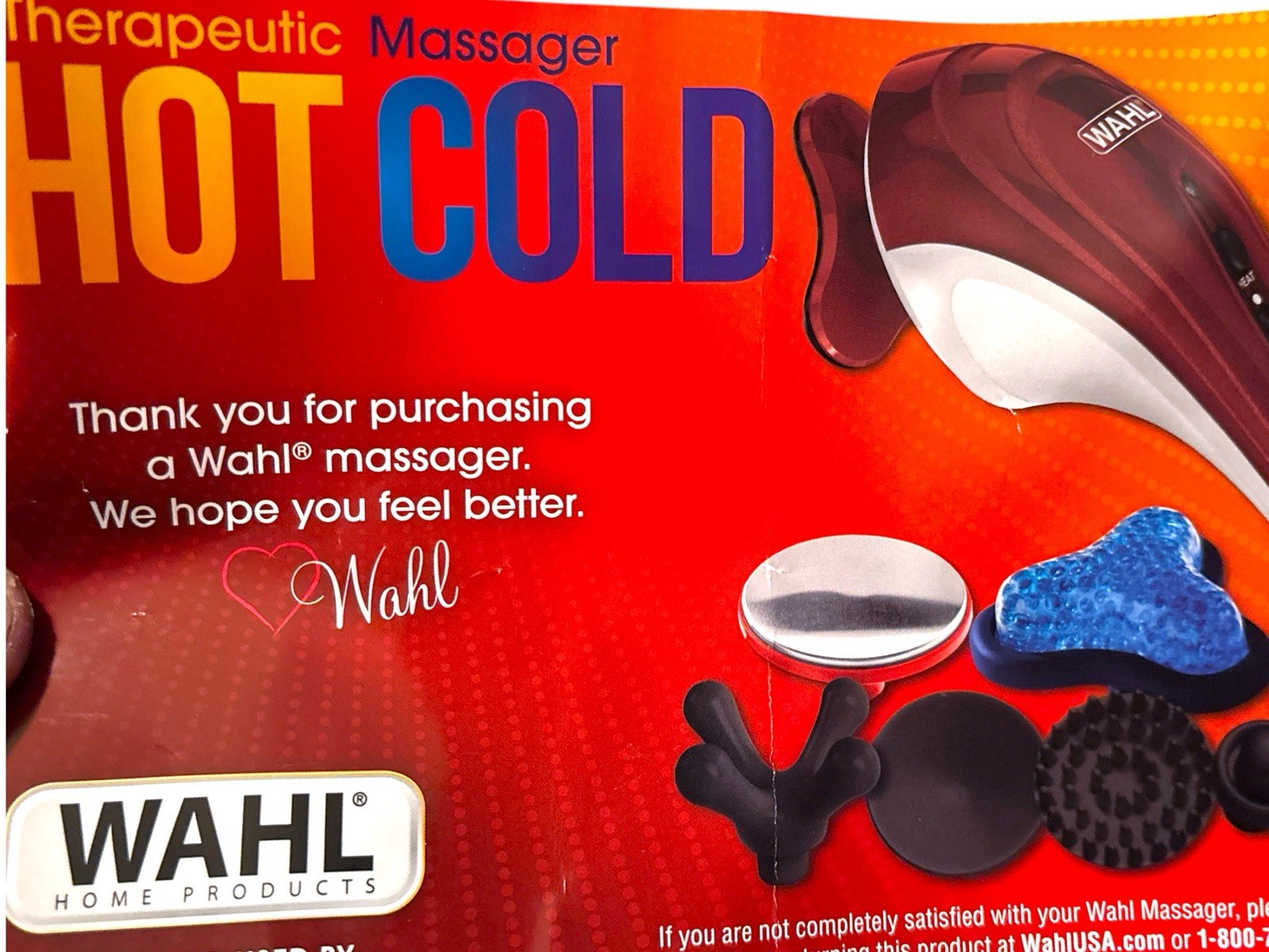 Wahl 4295 400 Hot Cold Therapy Massager 7 Attachments Case Manual Open Box