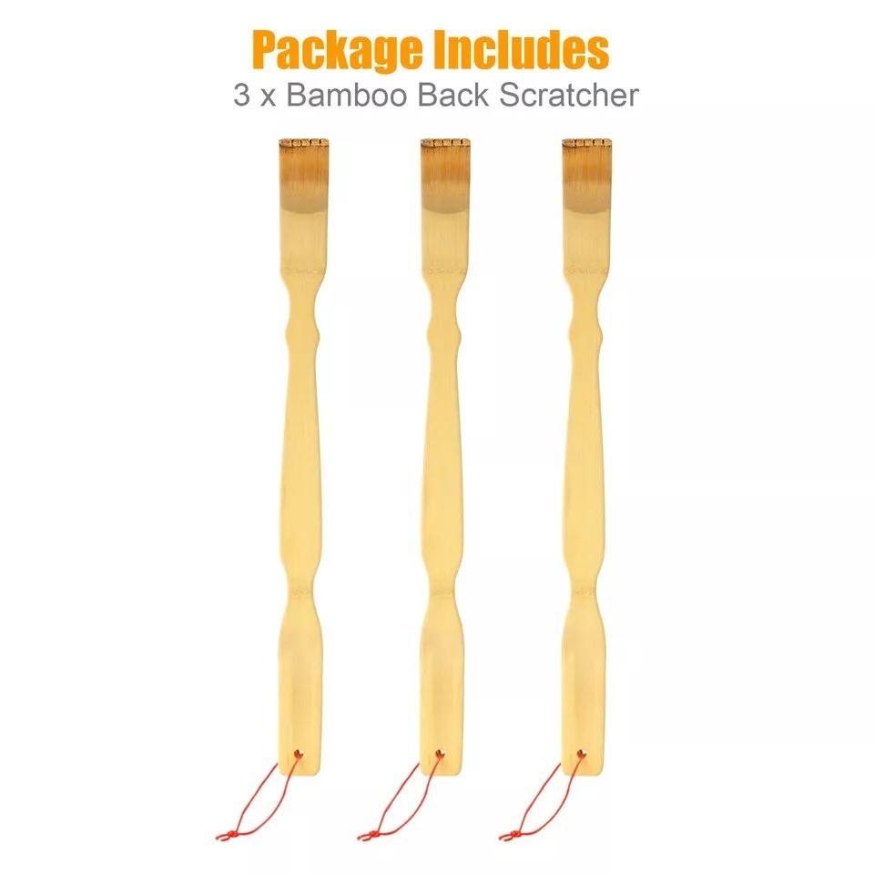 3pcs Long Handle Back Scratcher Natural Bamboo Pick Itch Relief Handcraft Tools