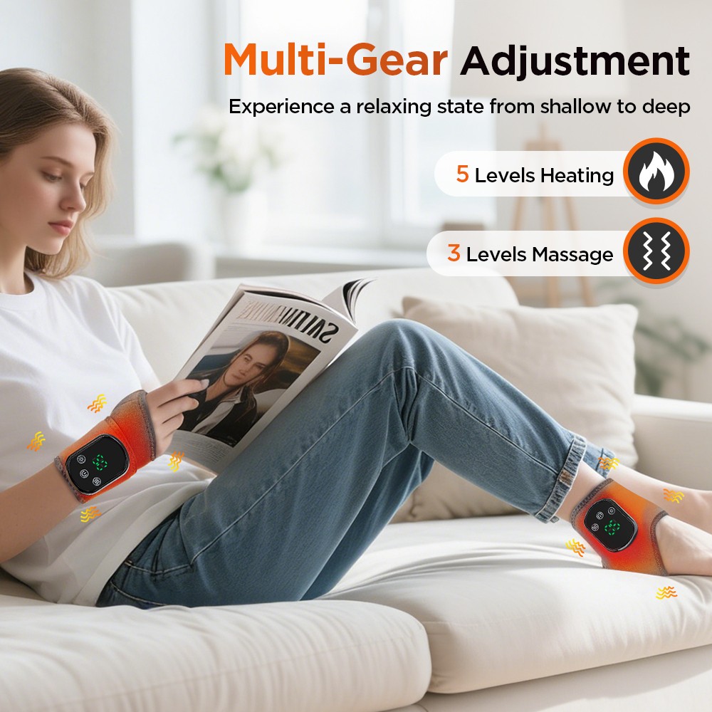 Cordless Foot Ankle Massager Wrist Hand Brace Heating Vibration for Pain Relief