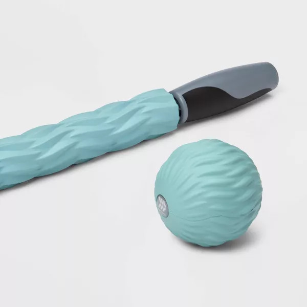 ALL IN MOTION 17.75″ MASSAGE STICK HANDHELD POLYURETHANE FOAM MASSAGER AQUA BLUE