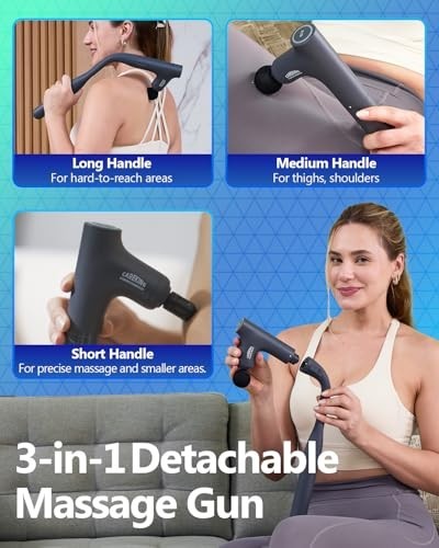 3-in-1 Portable Deep Tissue Massage Gun with Ergonomic Handle for Pain Relief –
