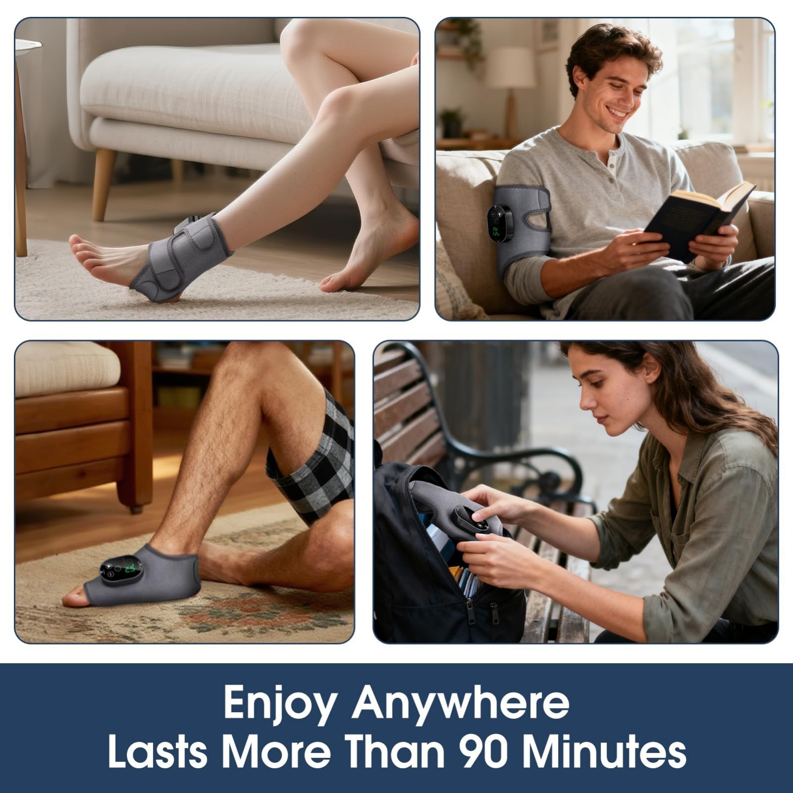 Heated Foot Massager for Neuropathy, Pain Relief Ankle Wrap & Massage Pad