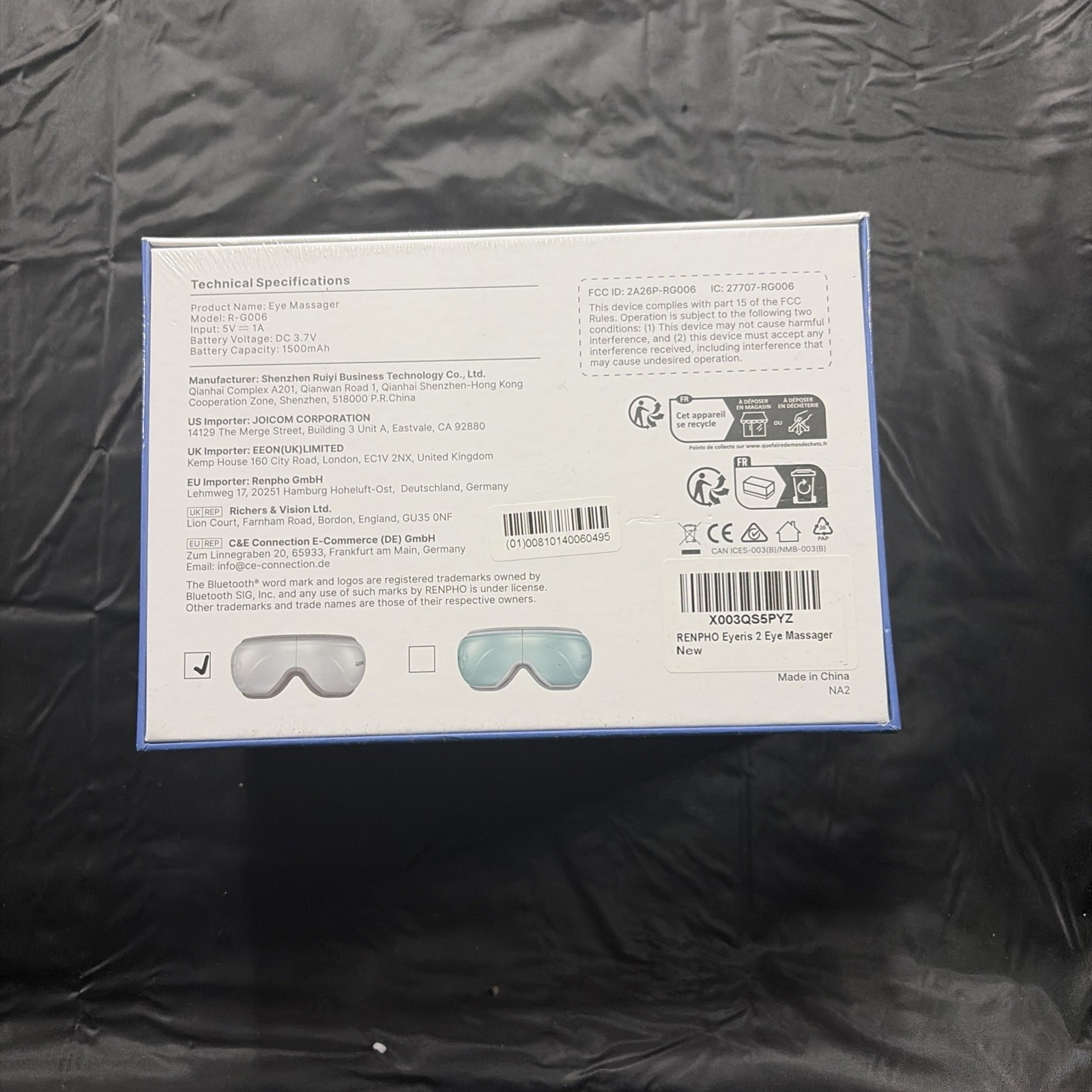 RENPHO Eyeris 2 Eye Massager Heated Eye Mask for Migraines Relief New Sealed