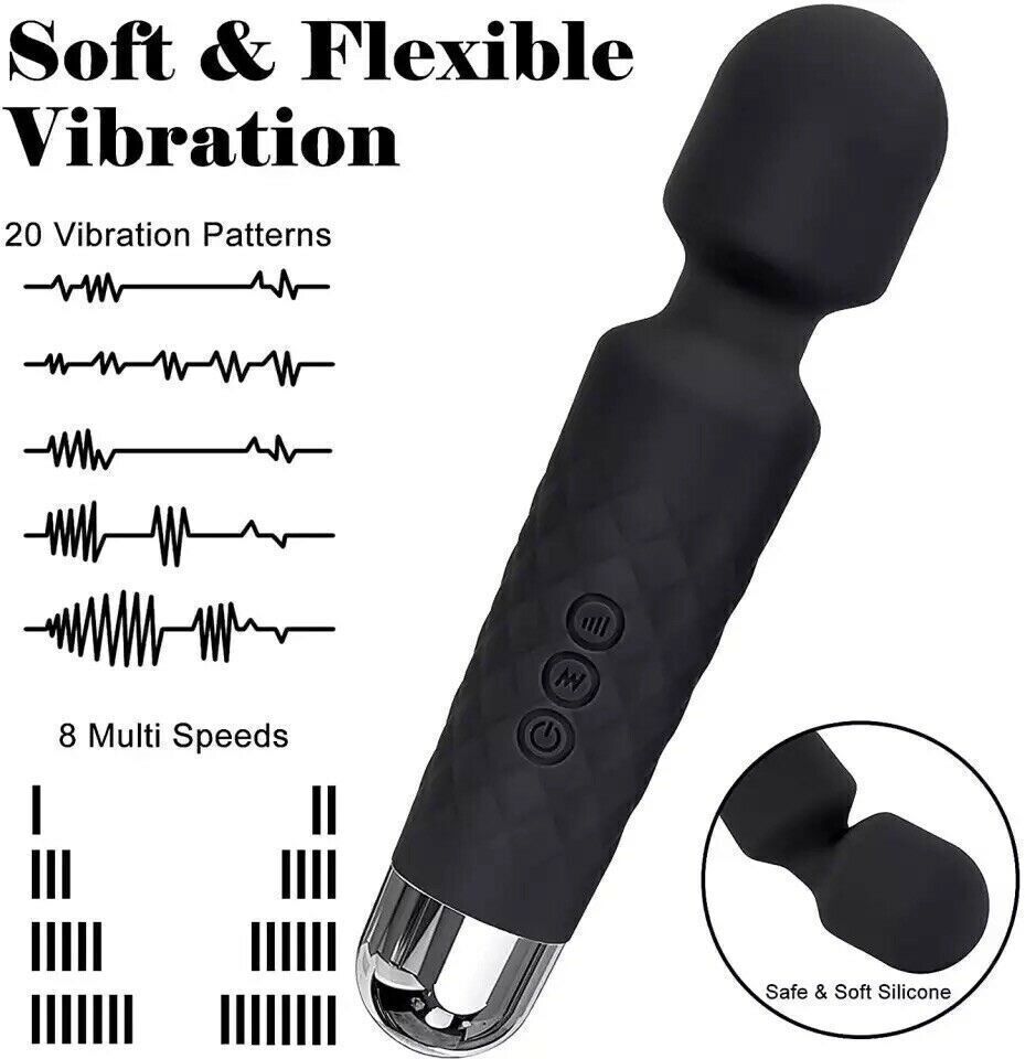 Handheld Massager Vibrator 3 colors Rechargeable 20 Speed Wand Massage Vibrating