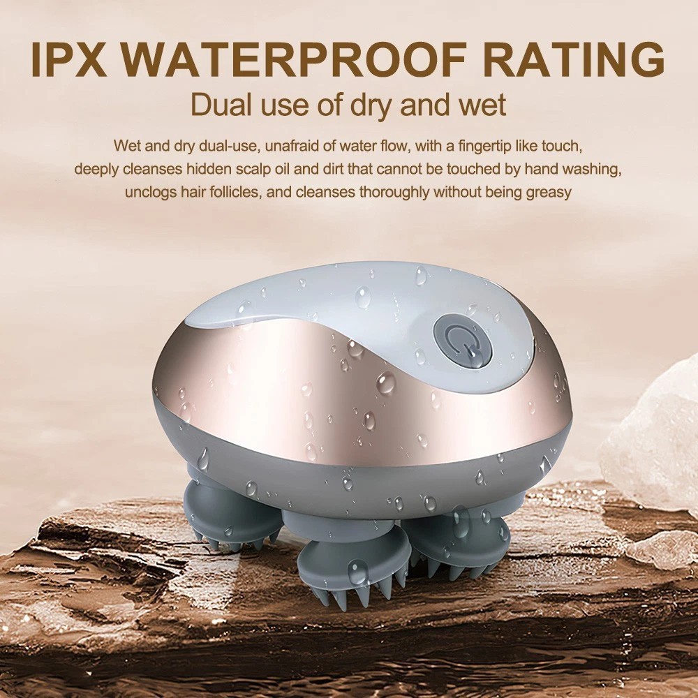 Electric Scalp Massager Head Massager Waterproof Massager 3 Kneading Modes IPX7