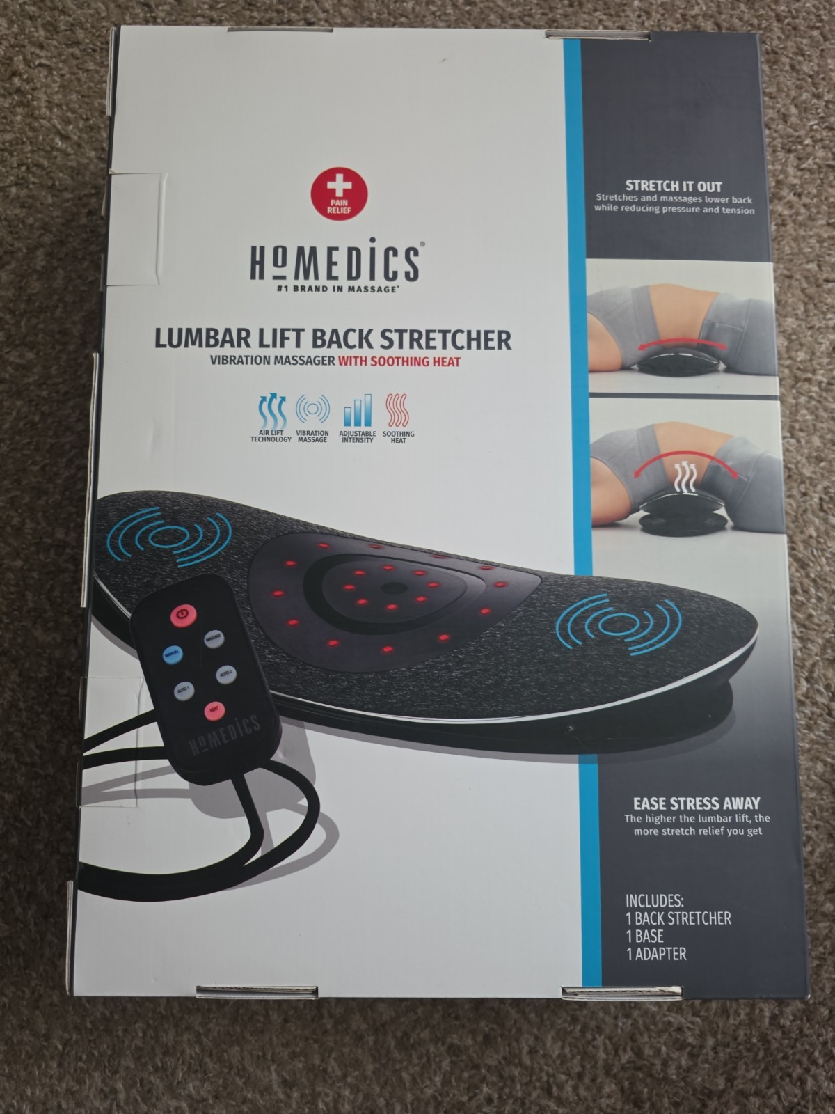 HOMEDICS LUMBAR LIFT BACK STRETCHER WITH VIBRATION & HEAT SP-252HJ