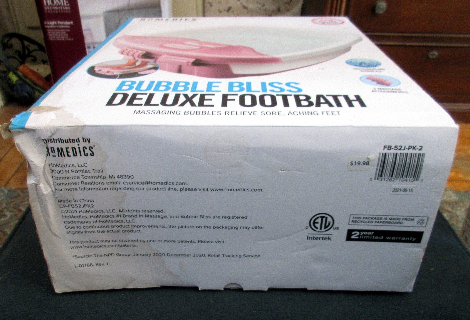 Homedics PINK Bubble Bliss Deluxe Foot Bath (Model: FB-52J)