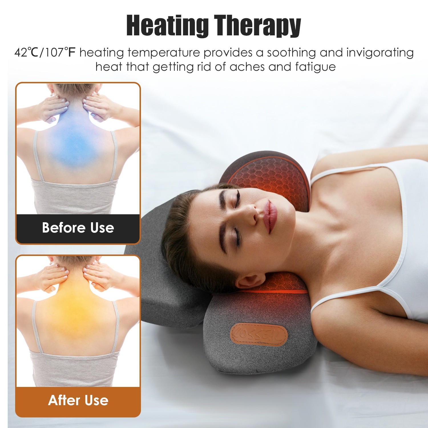 Back Massager w/ Heat, Neck Back Massager for Deep Tissue