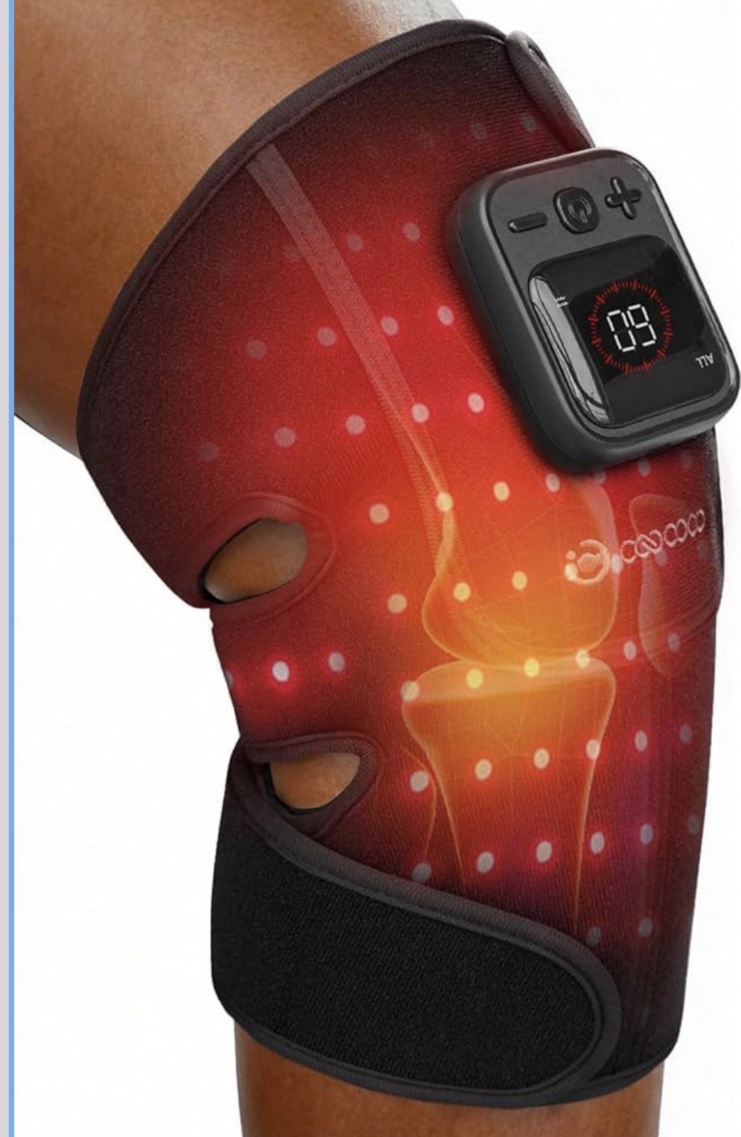 COCOCOO Red Light Knee Massager Cordless Adjustable Vibration Heating Black