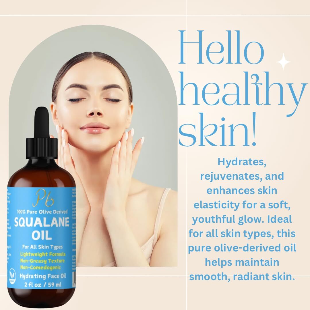 Squalane Oil with Jade Stone Roller Anti-Aging Face Oil Made from Organic Olives