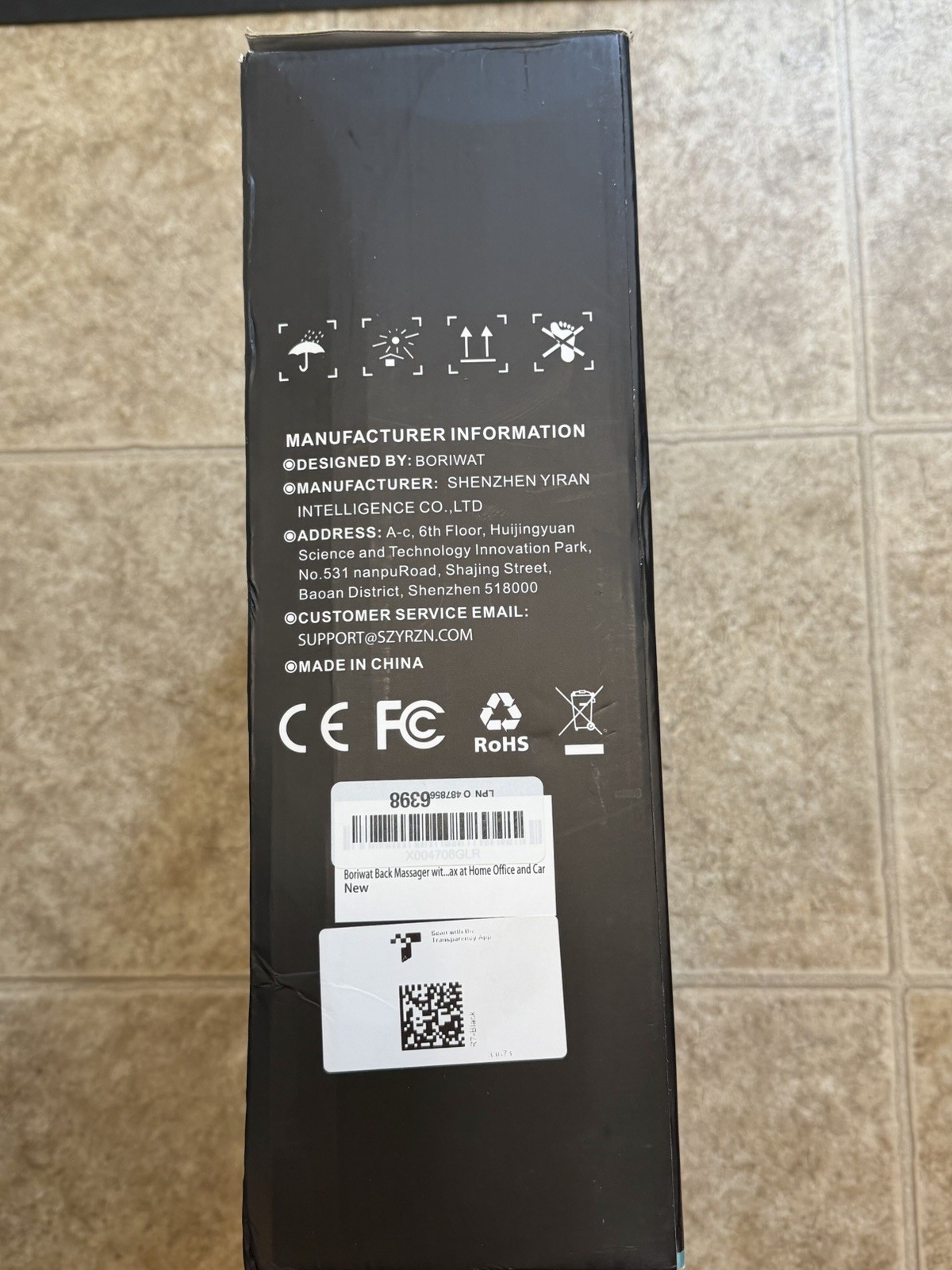 Boriwat R7 Shiatsu Back Massage Cushion Black 4 Heads Bi-directional 3 Speeds