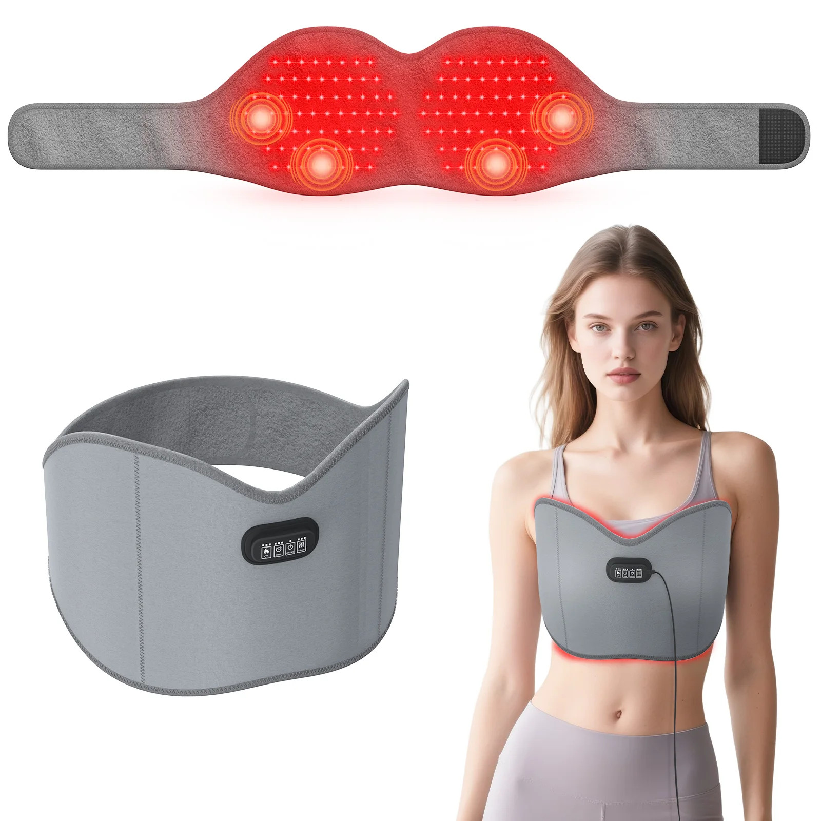 Red Light Therapy Breast Massager Bra with Heating, for Pain Relief & Comfort