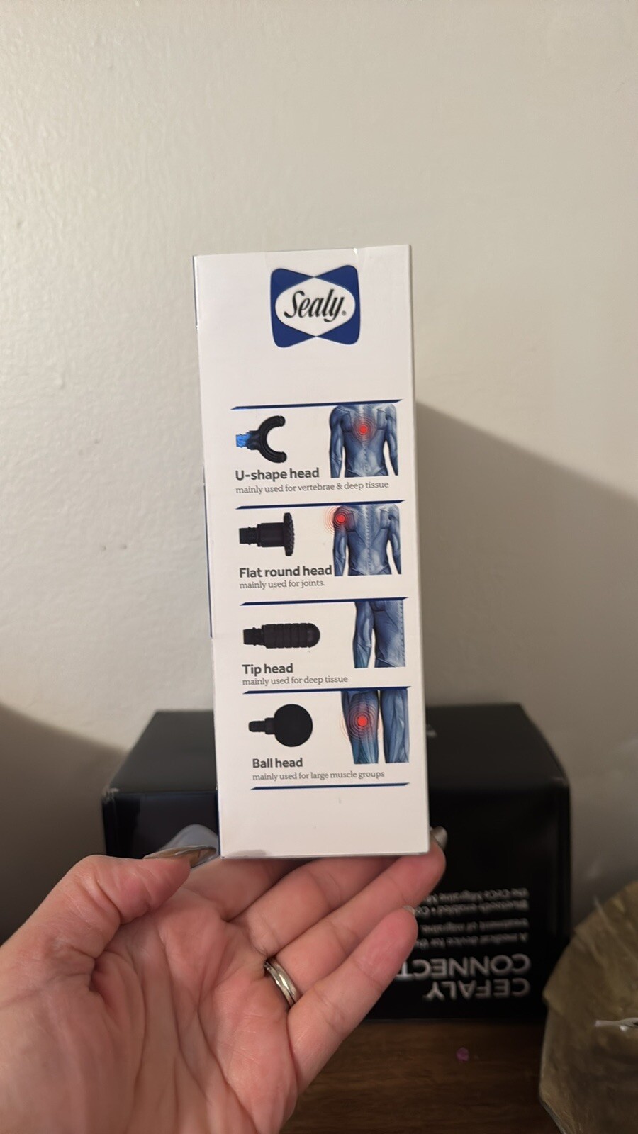 Sealy Mini Portable Massager Muscle Vibrating Massage 6 Intensity 4 Heads NEW