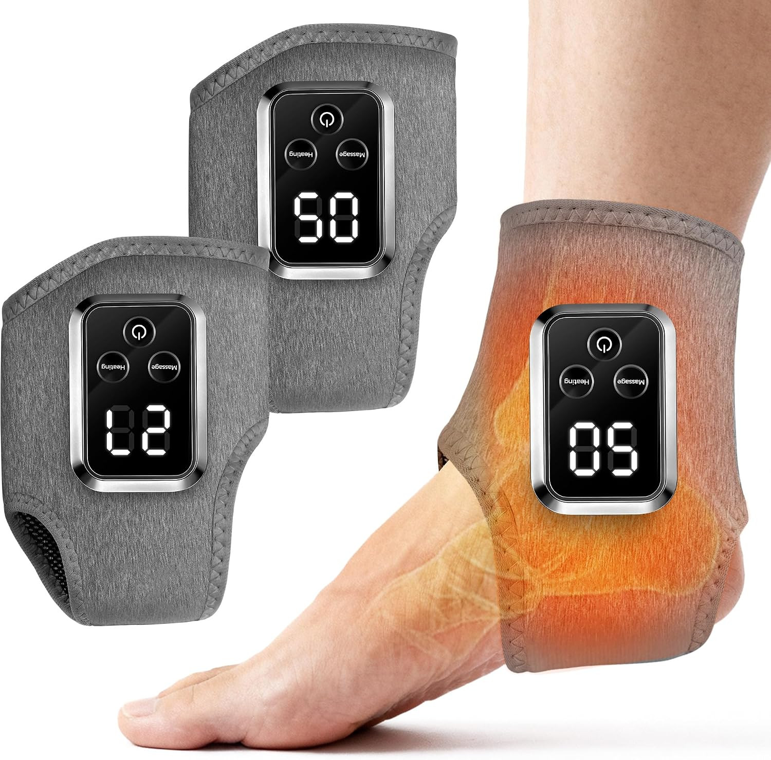 Foot Massager 2-In-1 Warming Wrap – Relax & Renew Foot & Ankle Massager with 3 M