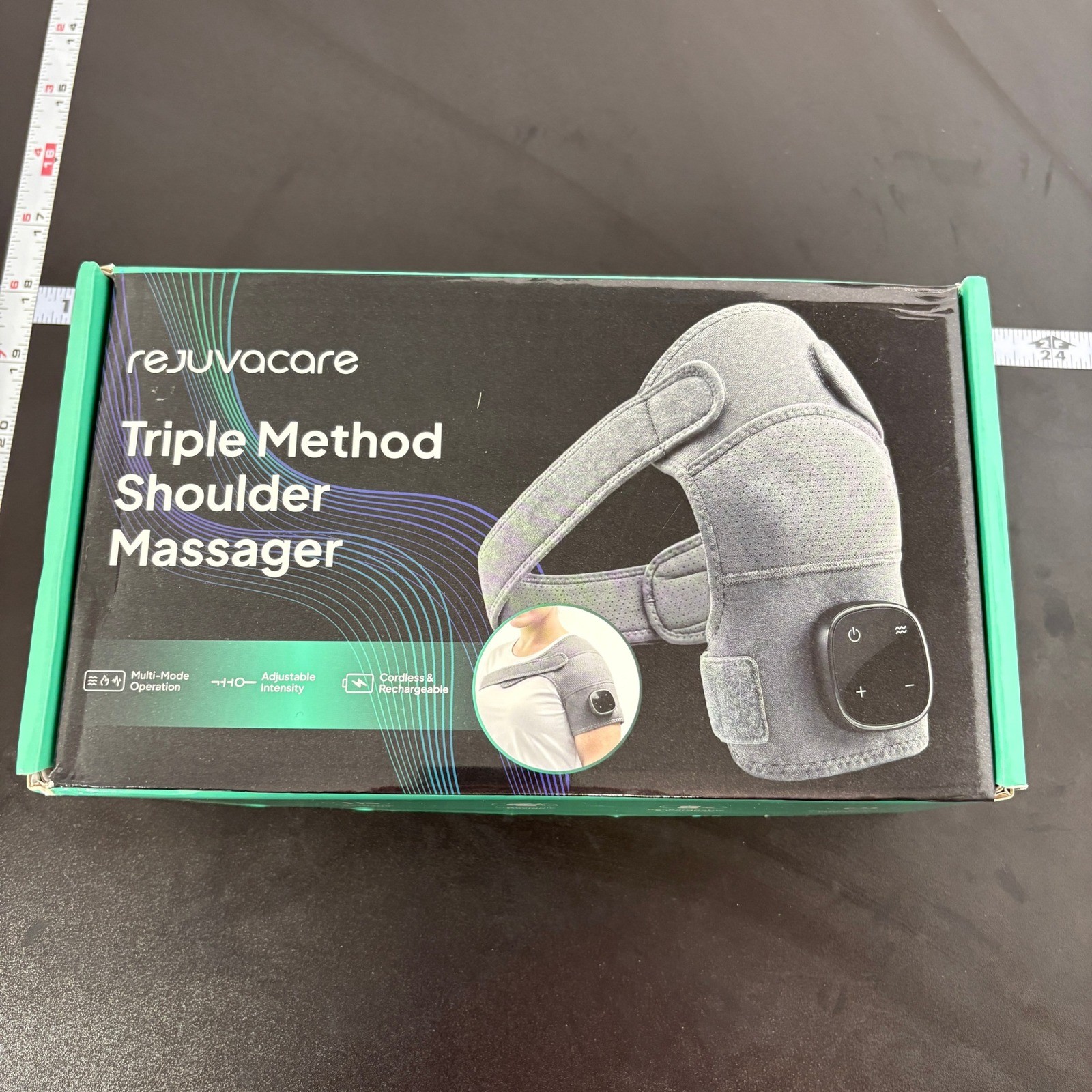 Rejuvacare Shoulder Massager Gray Triple Method Cordless Rechargeable Adjustable