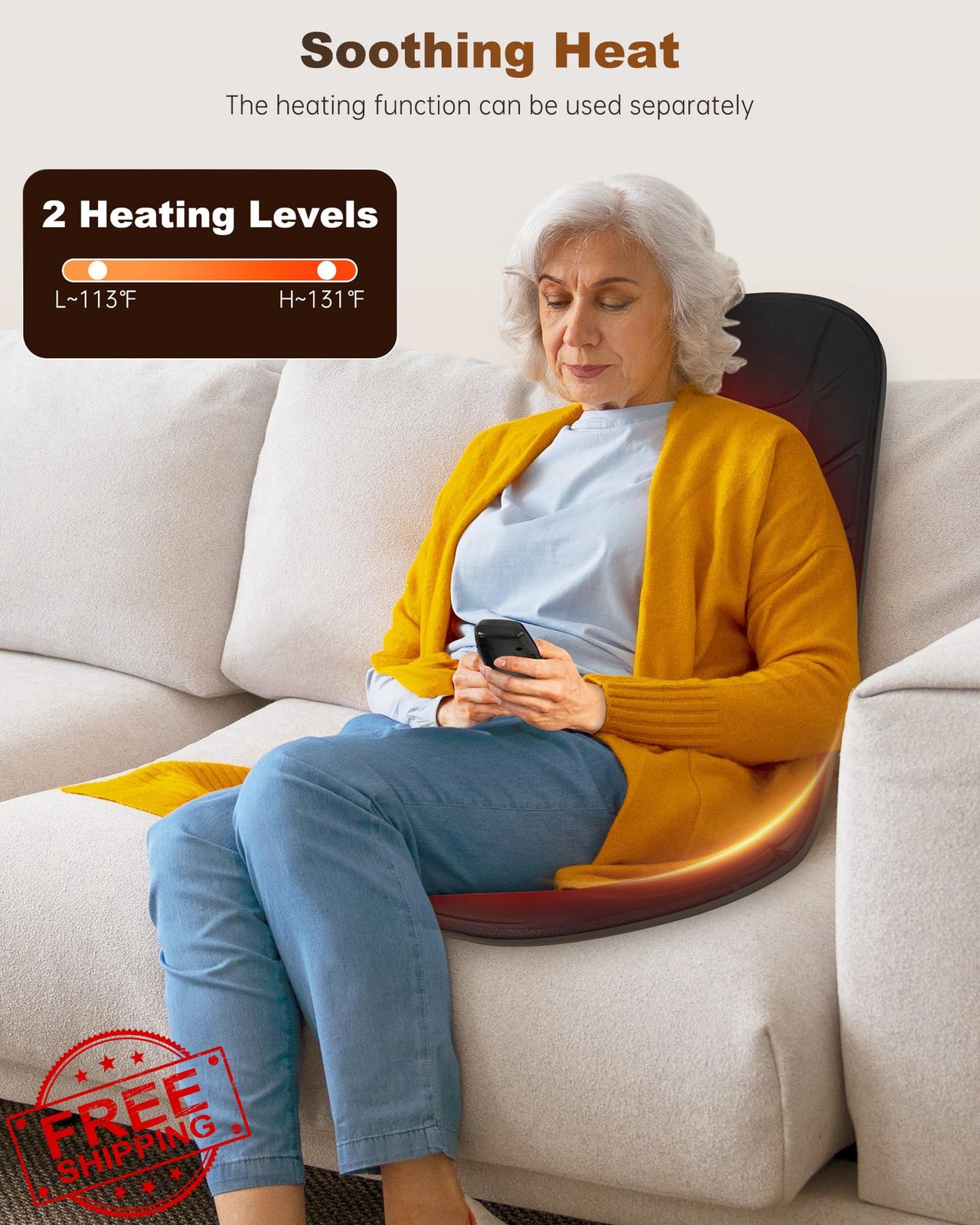 Snailax Back Massager Heat Black 5 Modes