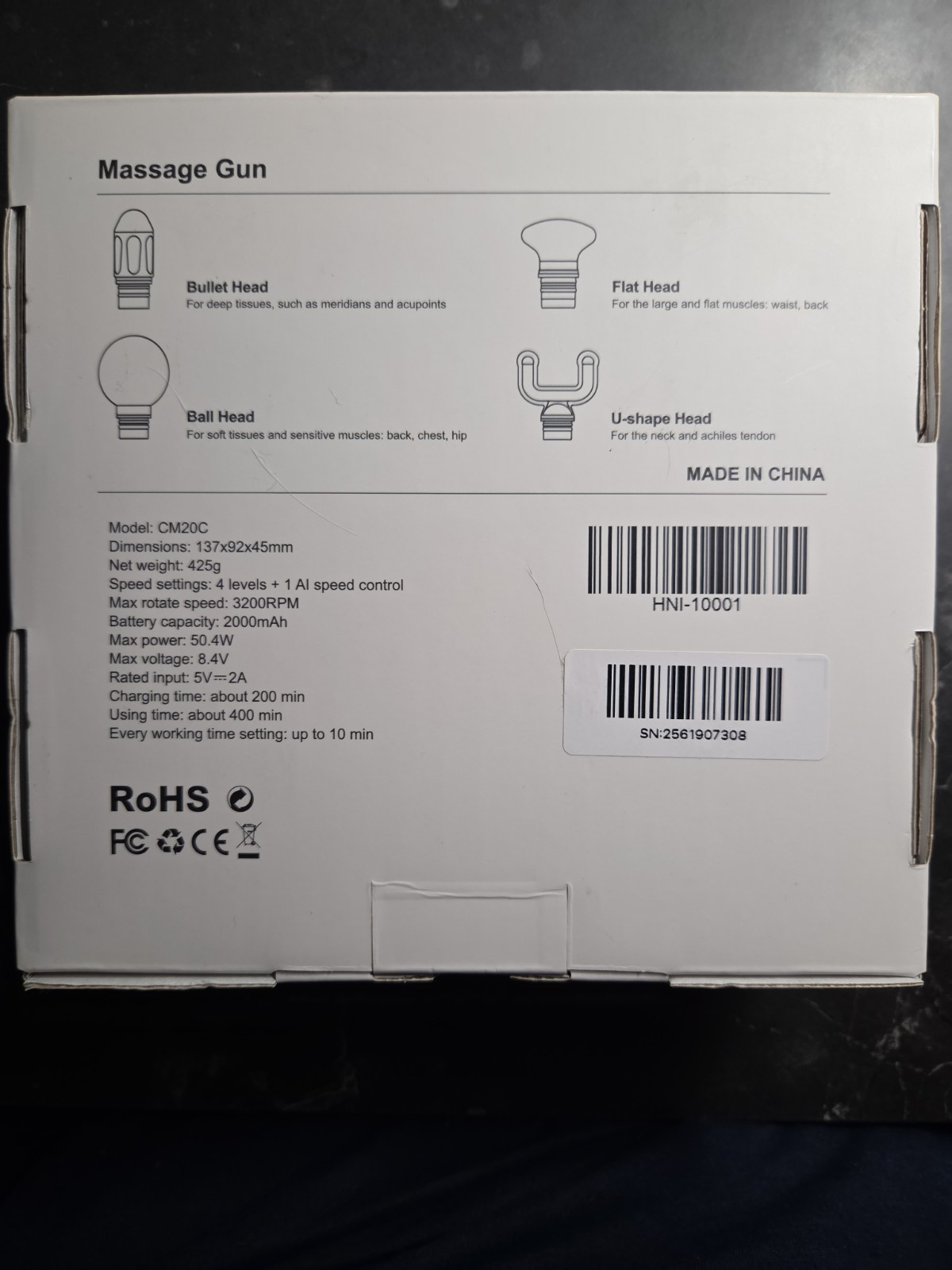 Massage Gun Muscle Percussion Therapy Model CM20C 4 Heads Hinge Health Branded