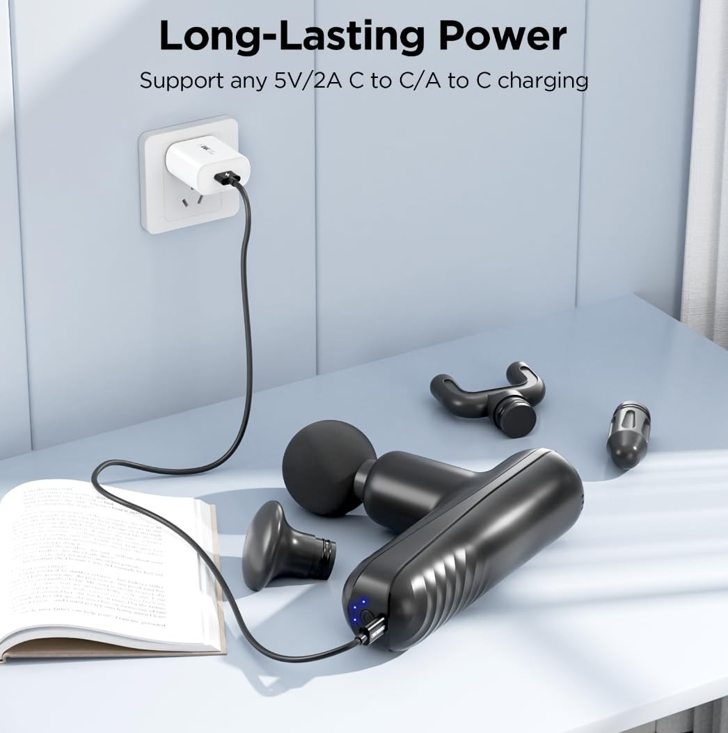 Mini Massage Gun, Powerful Handheld Muscle Massager for Back Pain Relief, Deep