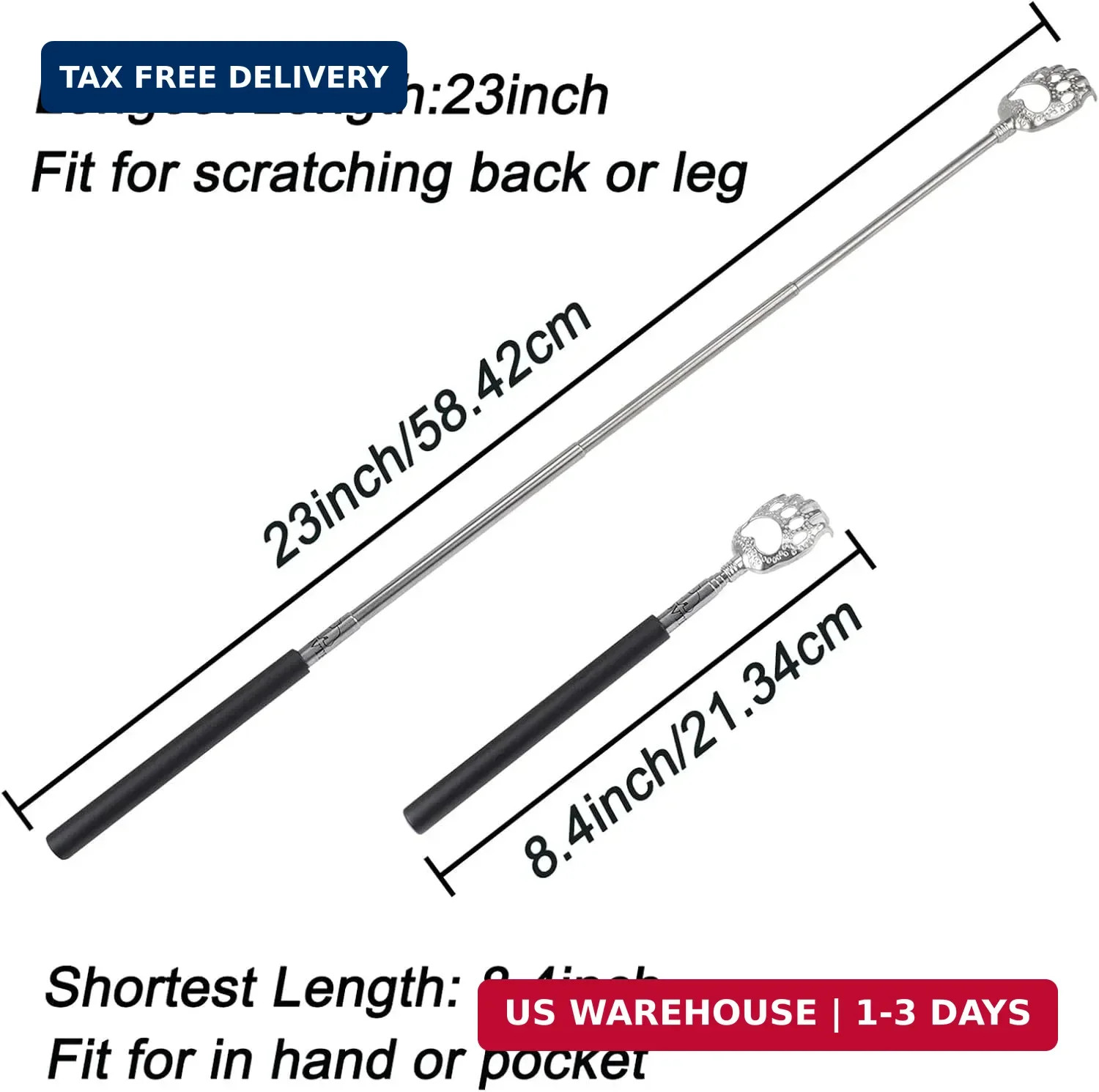 WOVTE Bear Claw Extendable Back Scratcher for Men Women, Fathers Day Mothers Day