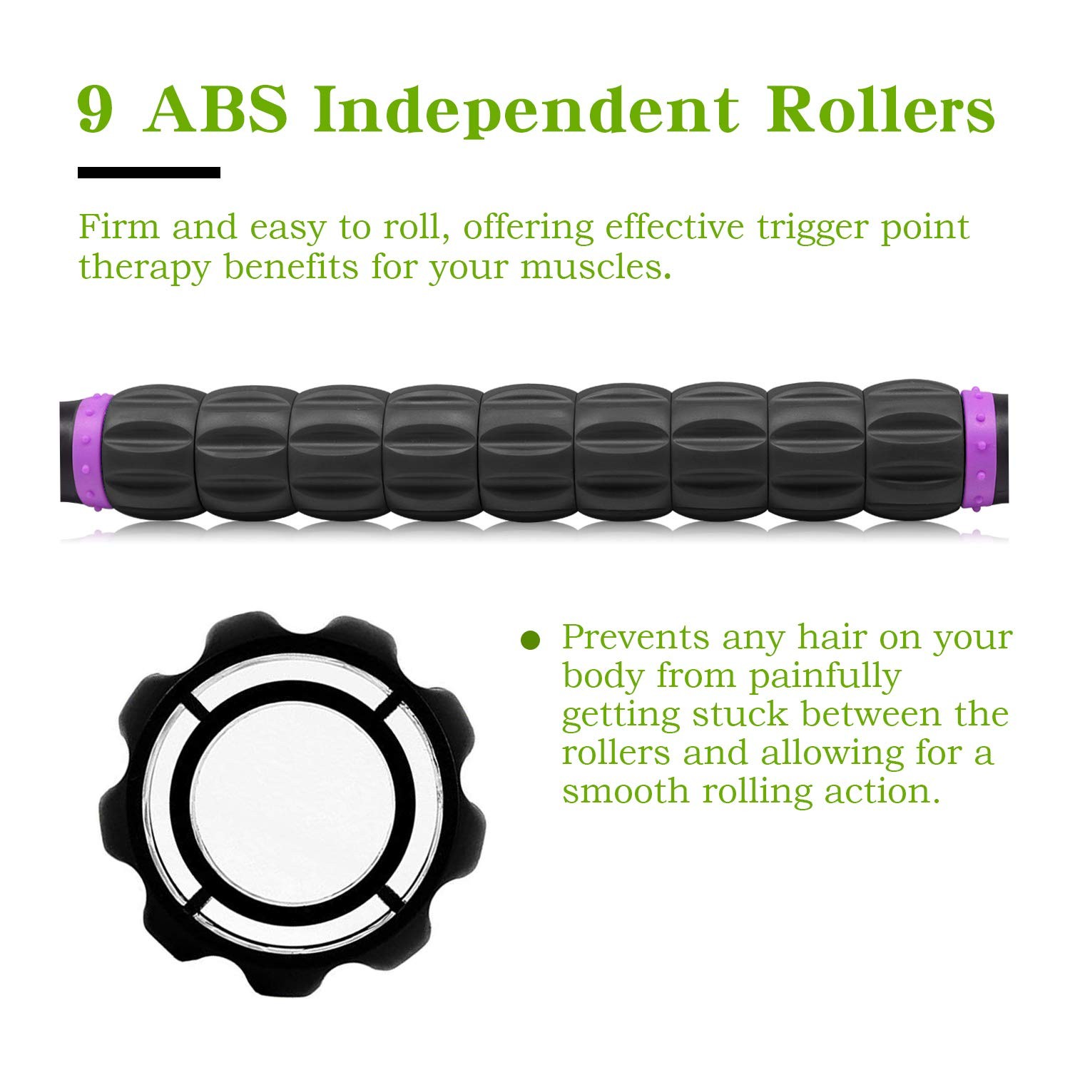 MZDXJ Muscle Roller Massage 17.5×1.5 Inch (Pack of 1), Purple Black