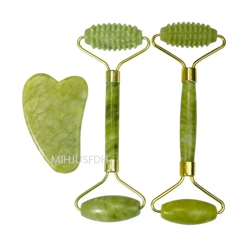 Natural Jade Roller & Gua Sha Set – Facial Massager for Anti-Wrinkle & Lifting