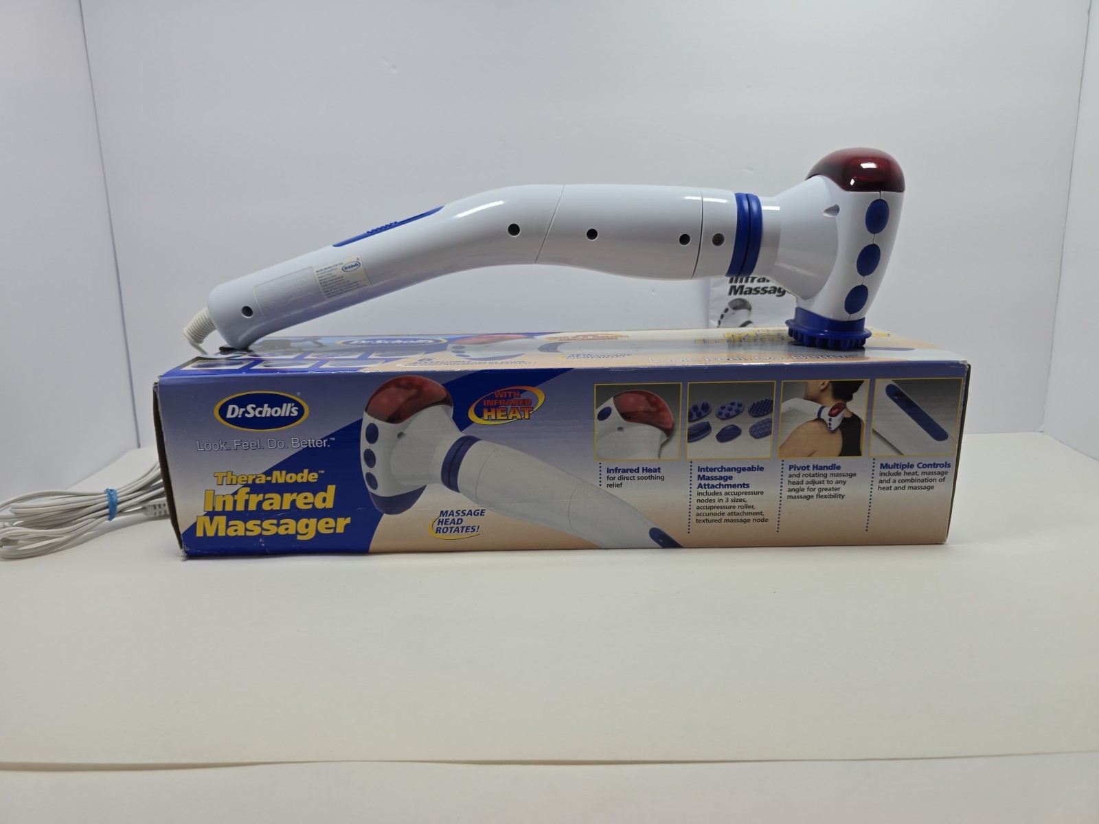 Dr. Scholl’s Thera-Node Infrared Massager 6 Attachments DR7532 Open Box Tested!