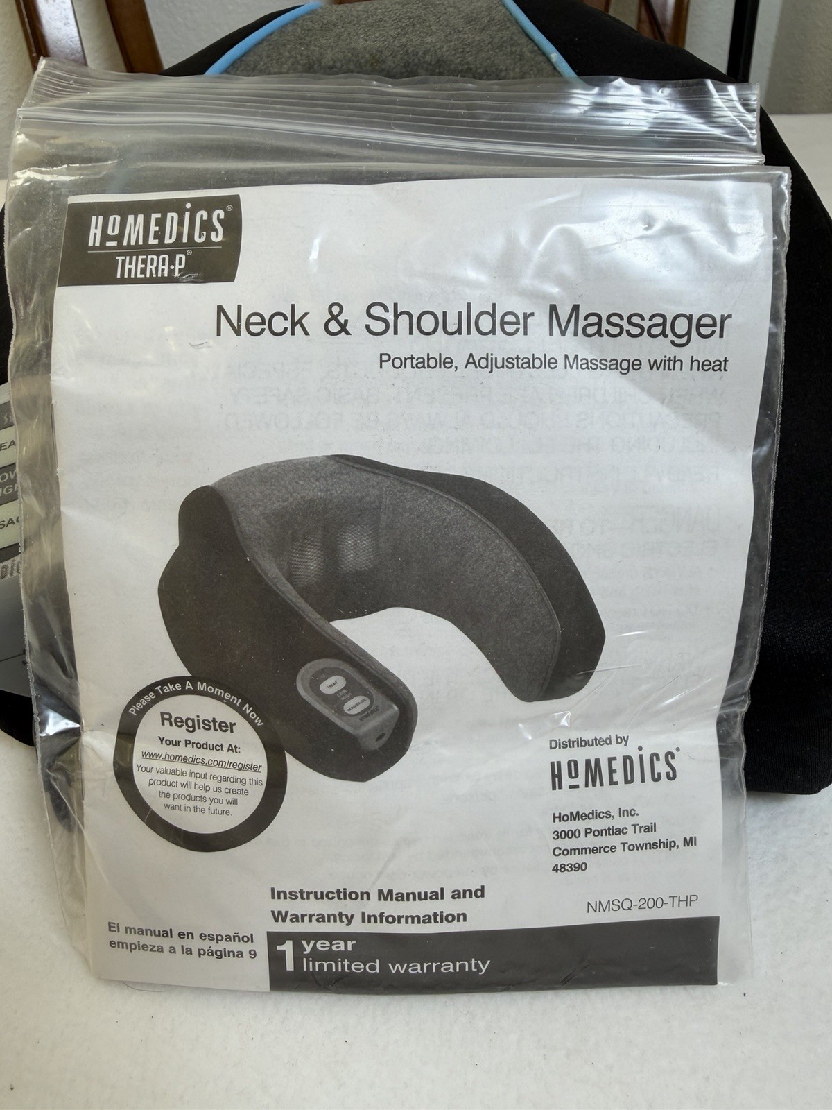 HoMedics Thera-P Neck & Shoulder Massager with Heat NMSQ-200 Tested Complete