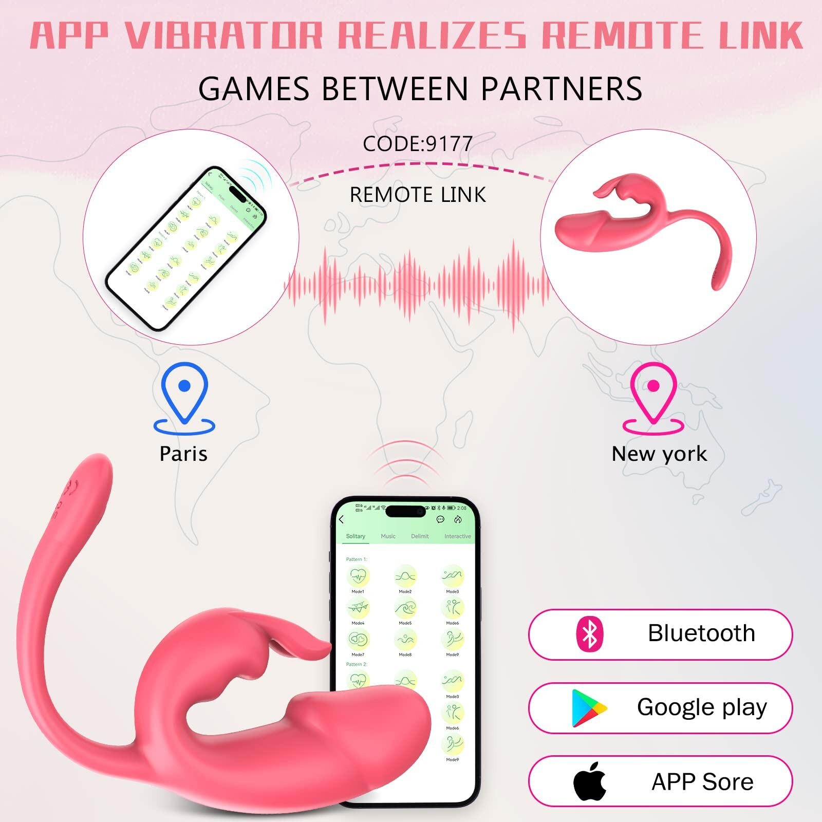 Rabbit Vibrater with App & Remote Control,Waterproof with 9 Powerful Dual Motor