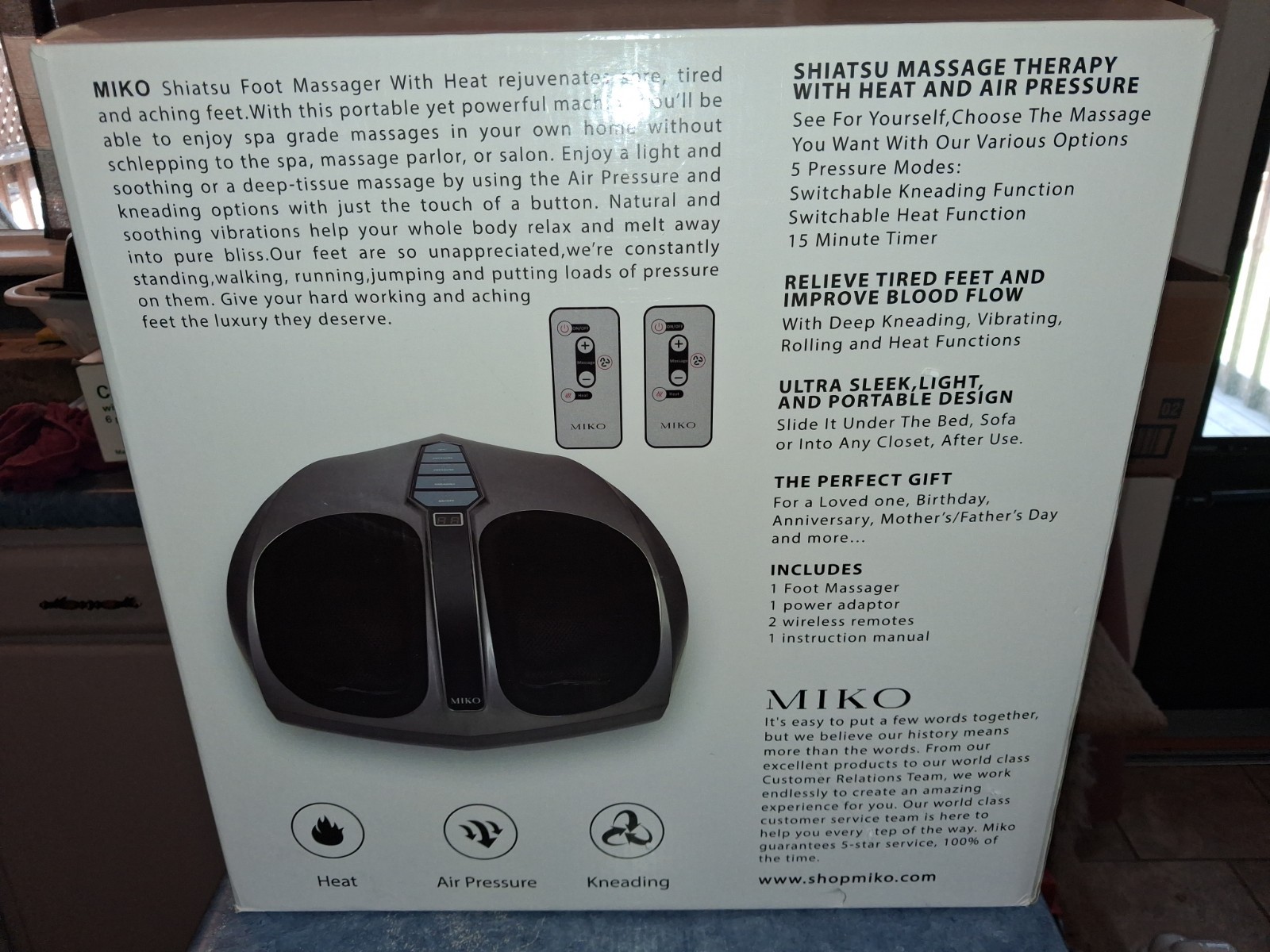 Miko Shiatsu Foot Messager W/Switchable Heat-Grey-100% Complete New/Open Box!