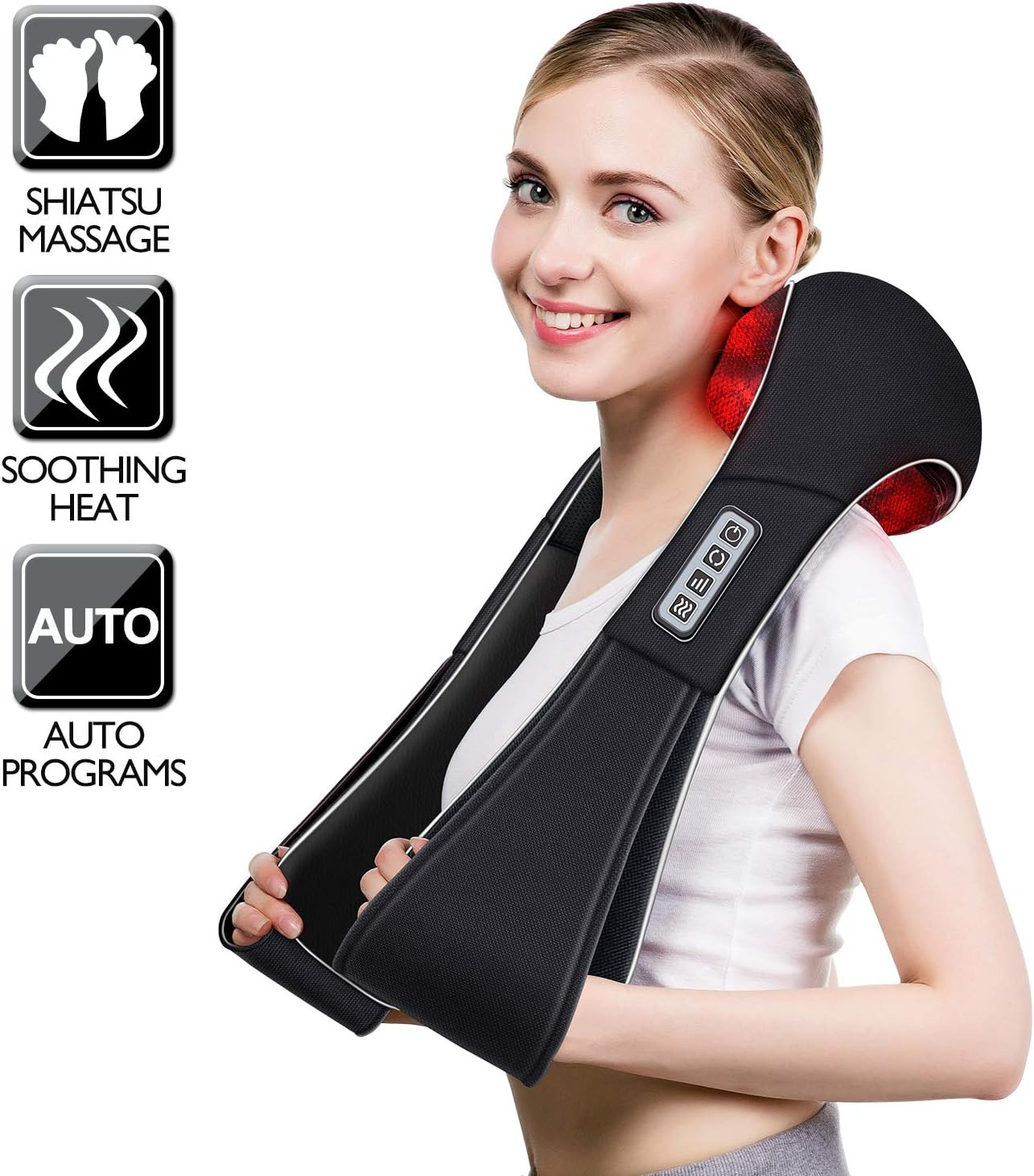 Christmas Women Men Gifts, Shiatsu Neck and Shoulder Massager with Heat Deep Tis